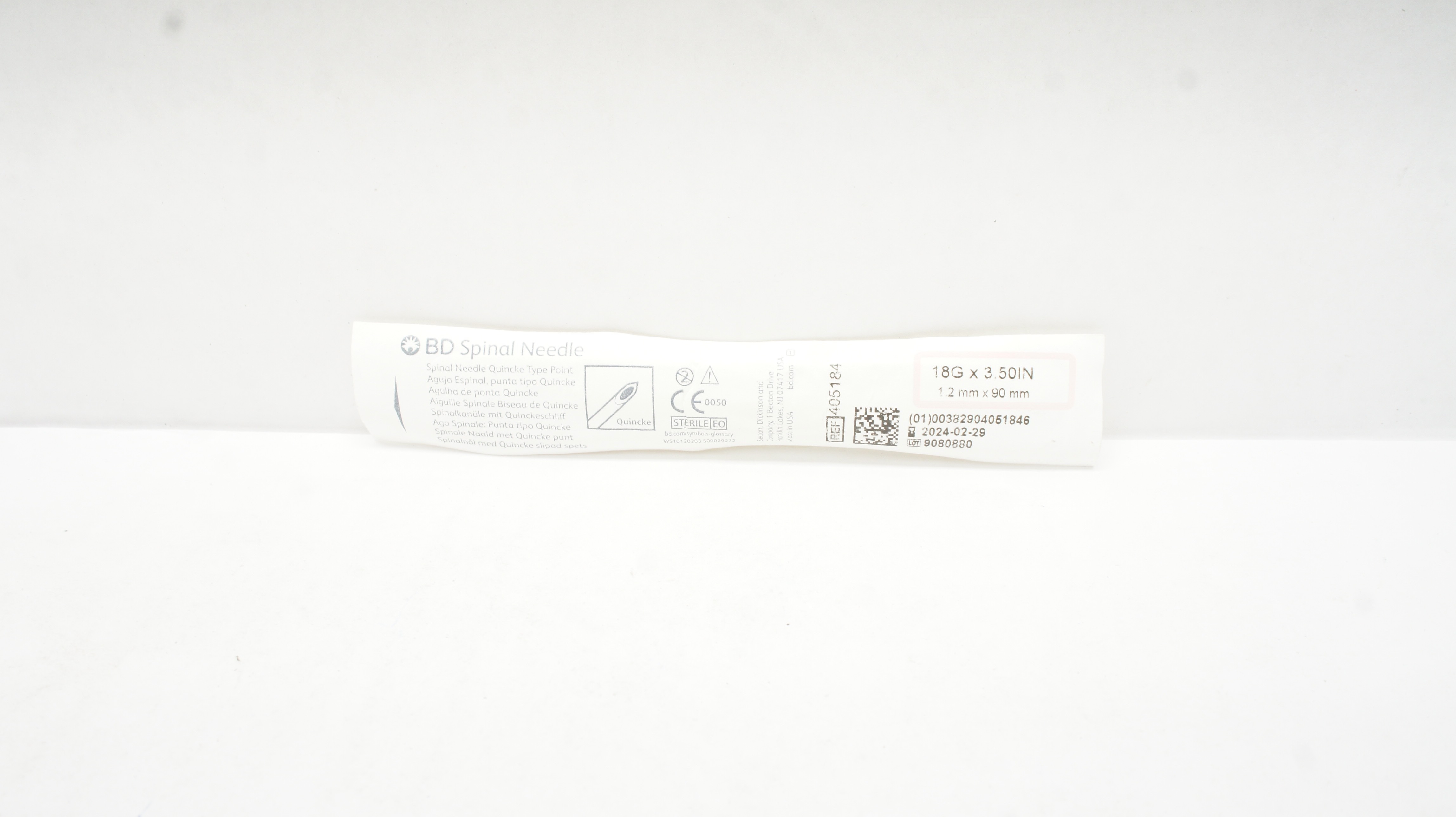 BD 405184 Spinal Ndle Quincke Type Point 18G x 3.50 inch