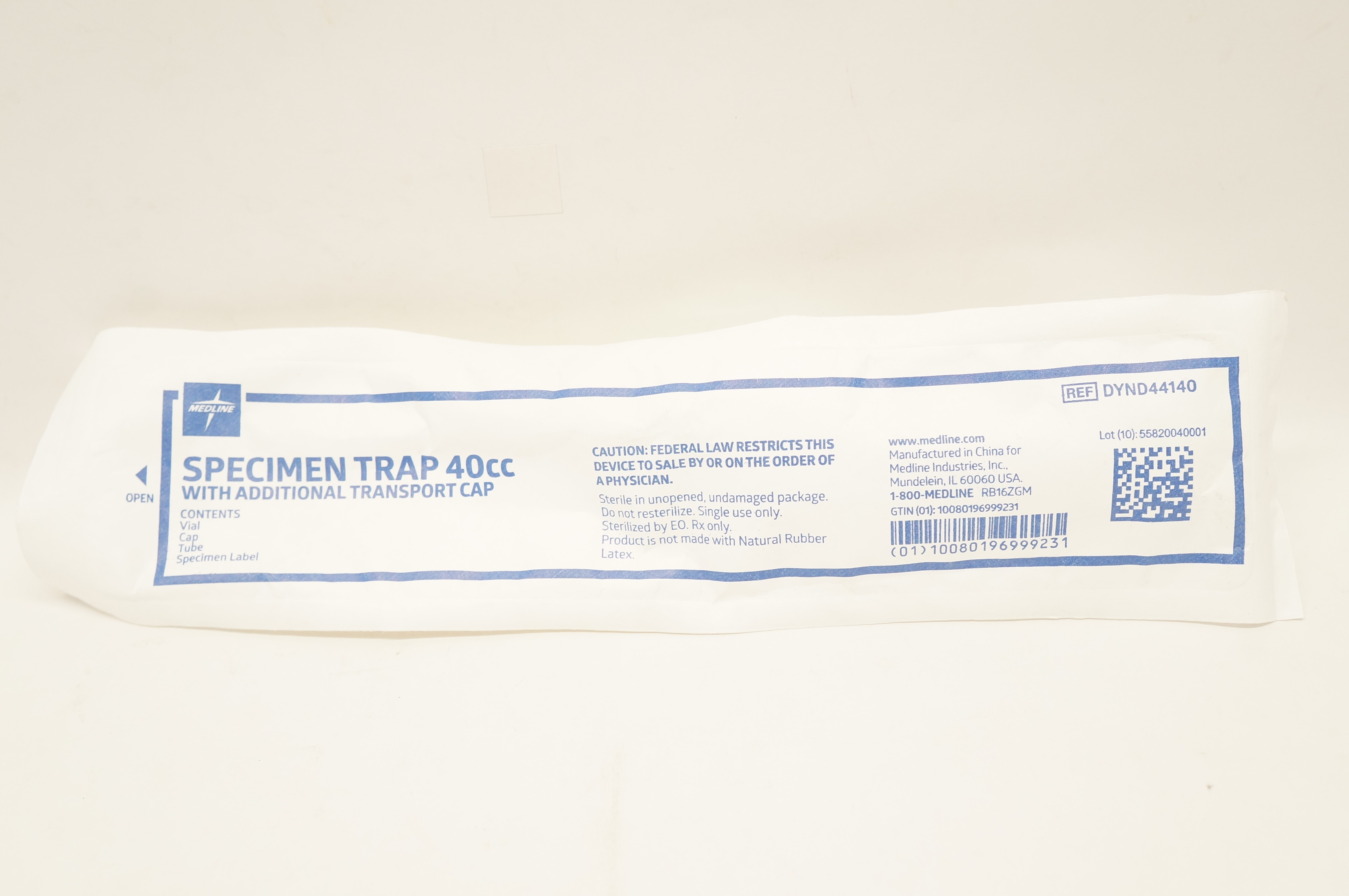 Medline DYND44140 Specimen Trap with Additional Transport Cap, 40cc