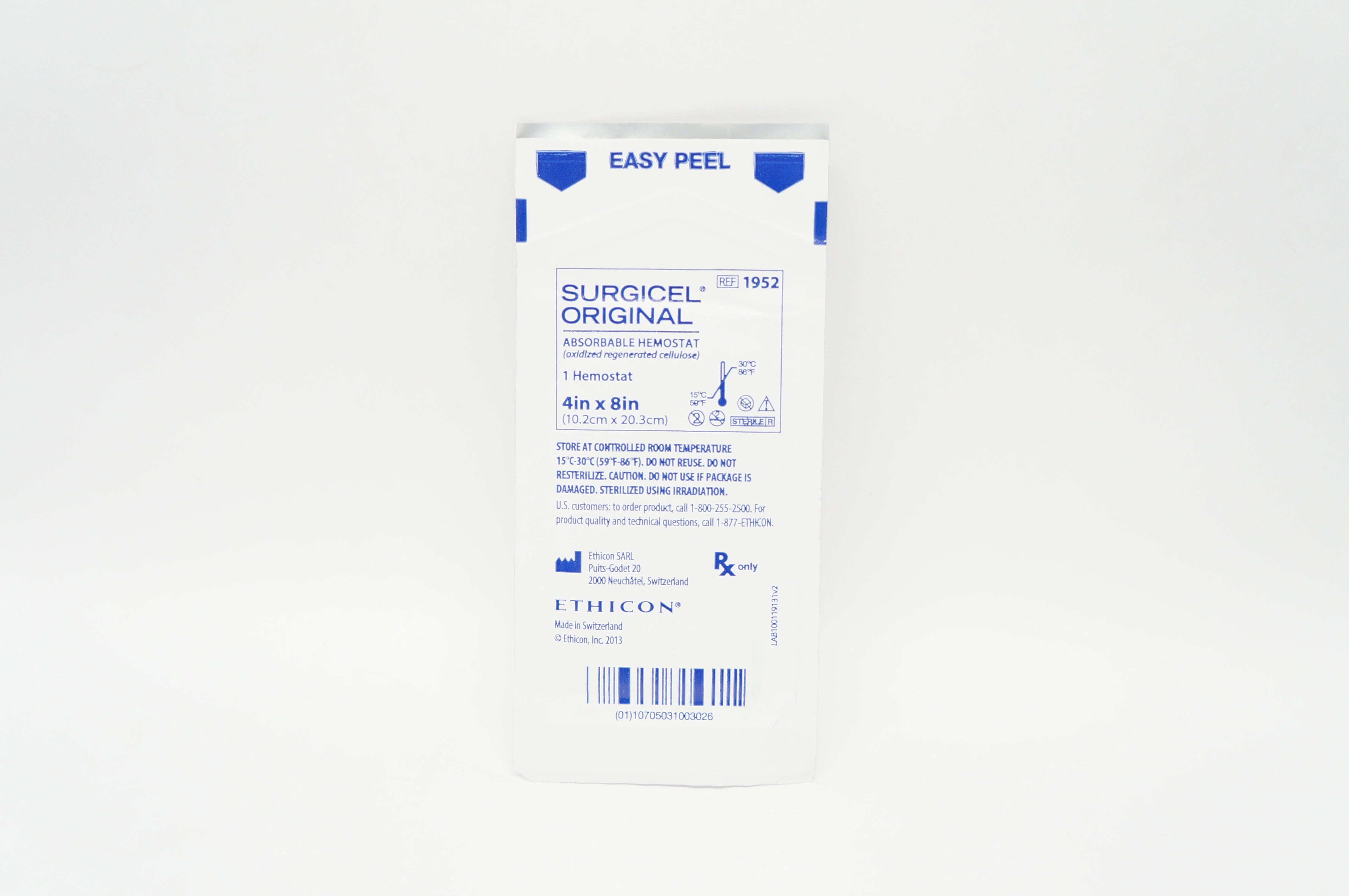 Ethicon 1952 Surgicel Original Absorbable Hemostat 4inch x 8inch