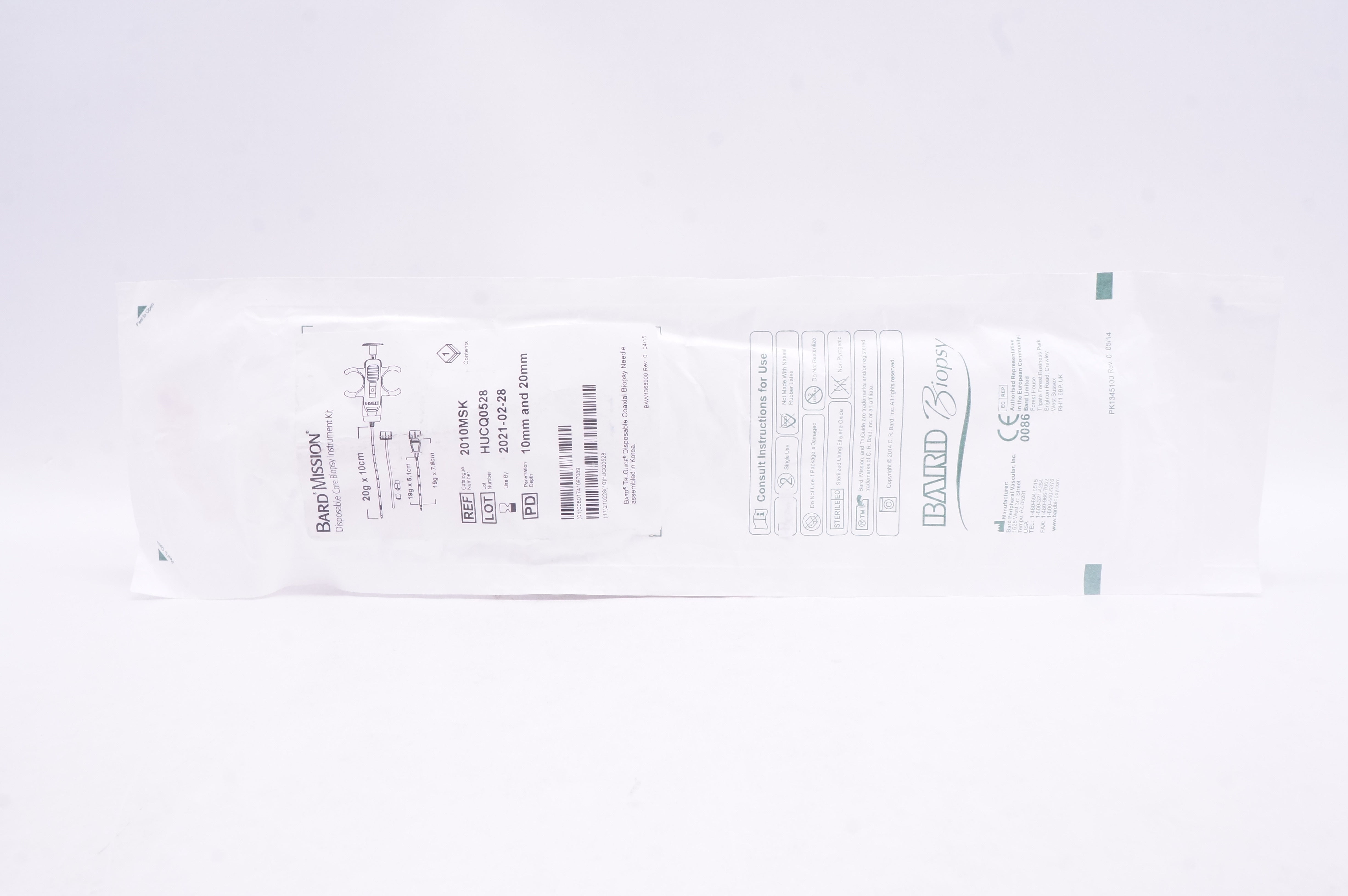 Bard 2010MSK Mission Disposable Core Biopsy Instument Kit 20G x 10cm (x)