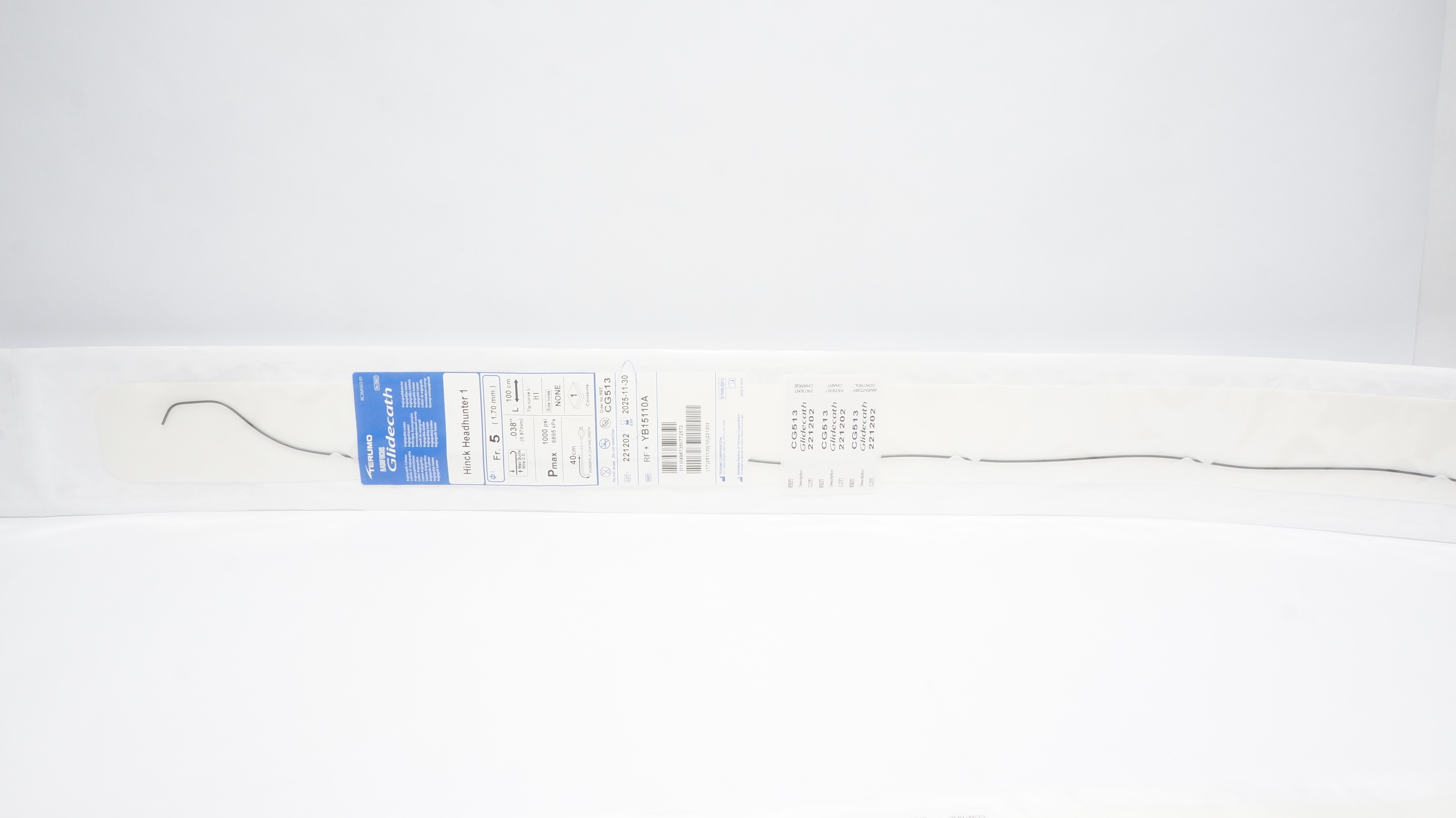 Terumo YB15110A Radifocus Glidecath Angiographic Cath. 5Fr x 100cm x 0.038in (x)