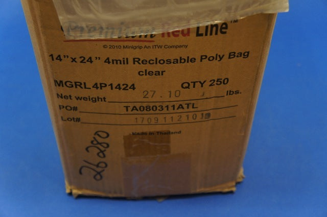 Minigrip Red Line MGRL4P1424 Polyethylene Clear Reclosable Bag 24x14 ~ BX 250