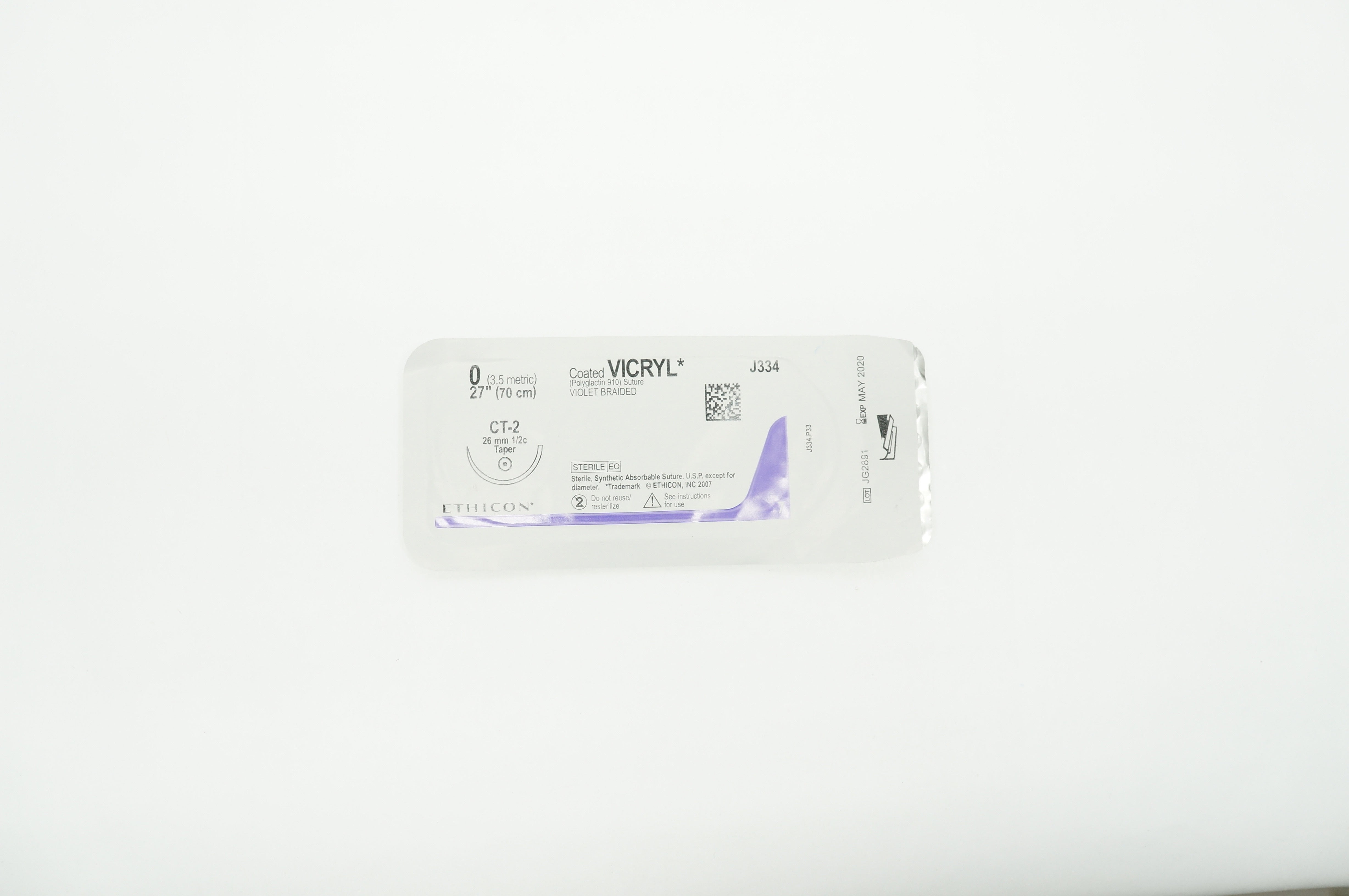 Ethicon J334 0 VICRYL Stre, CT-2, 26mm 1/2c Taper 27 inch (x)