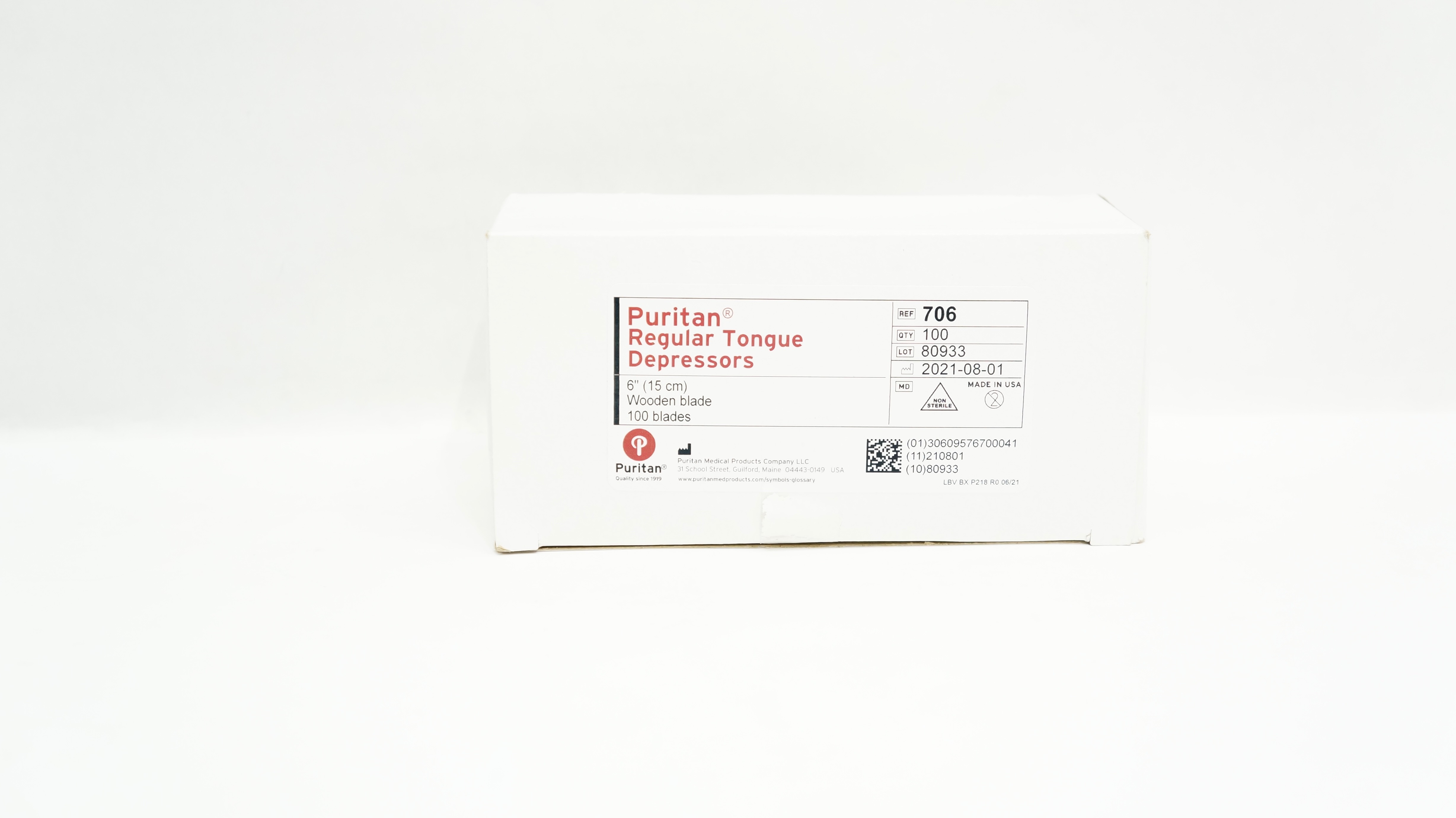 Puritan Medical 706 Regular Tongue Depressors 6inch Wooden Blade - Box of 100