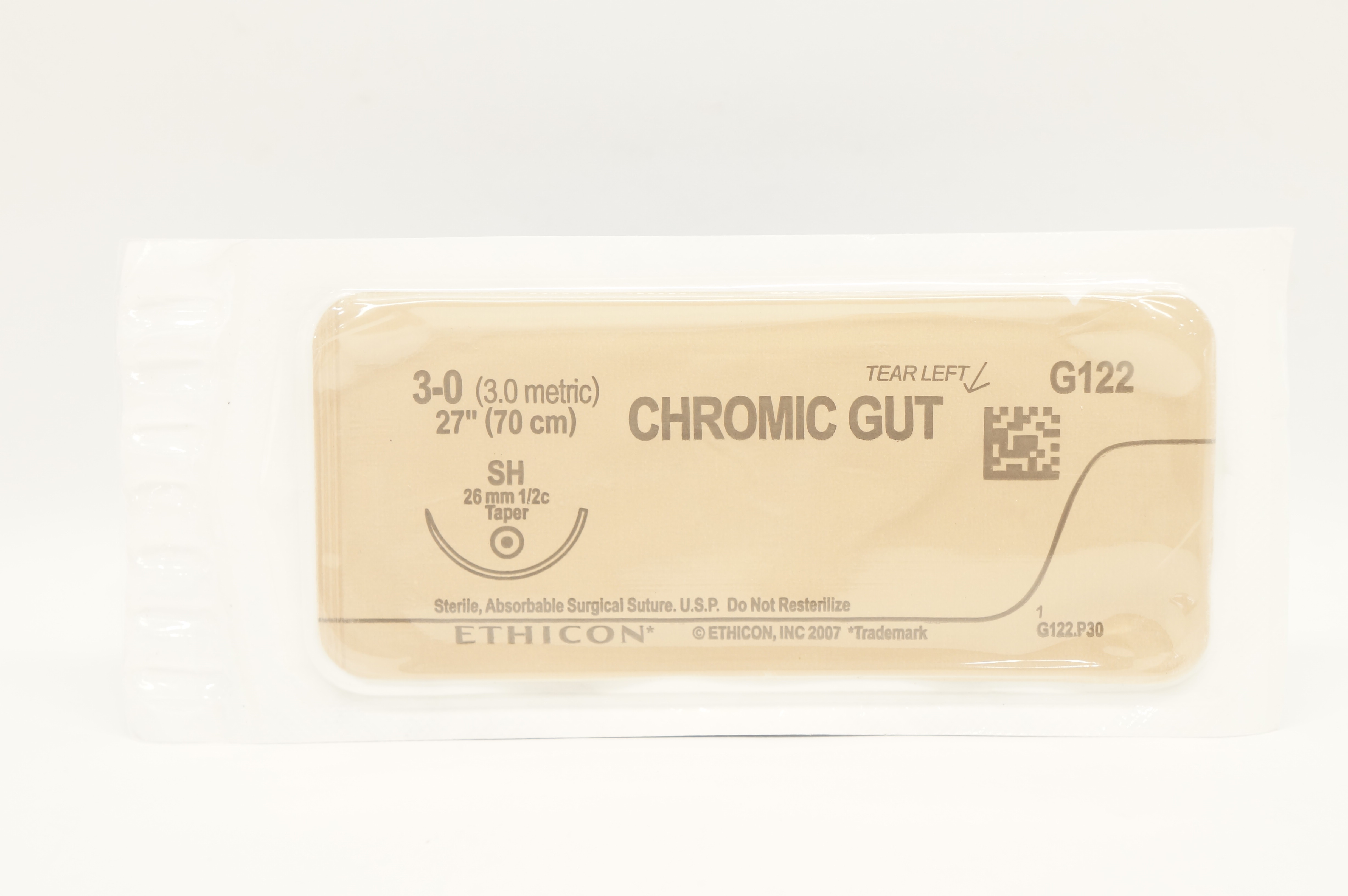 Ethicon G122 3-0 Chromic Gut Surgical Stre SH 26mm 1/2c Taper, 27inch
