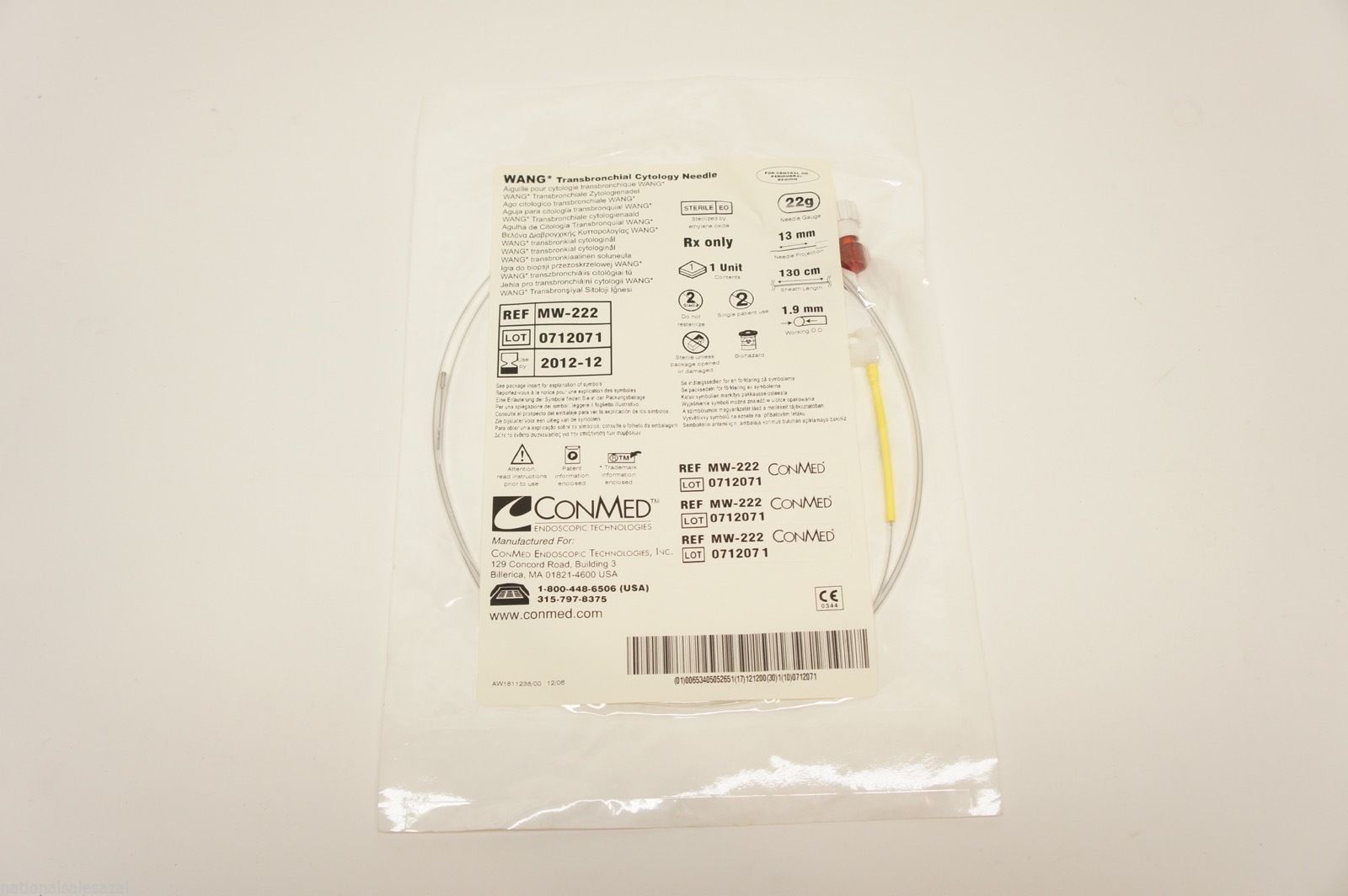 MW-222 ~ ConMed Transbronchial Cytology Ndle 13mm x 130cm  1.mm (x)