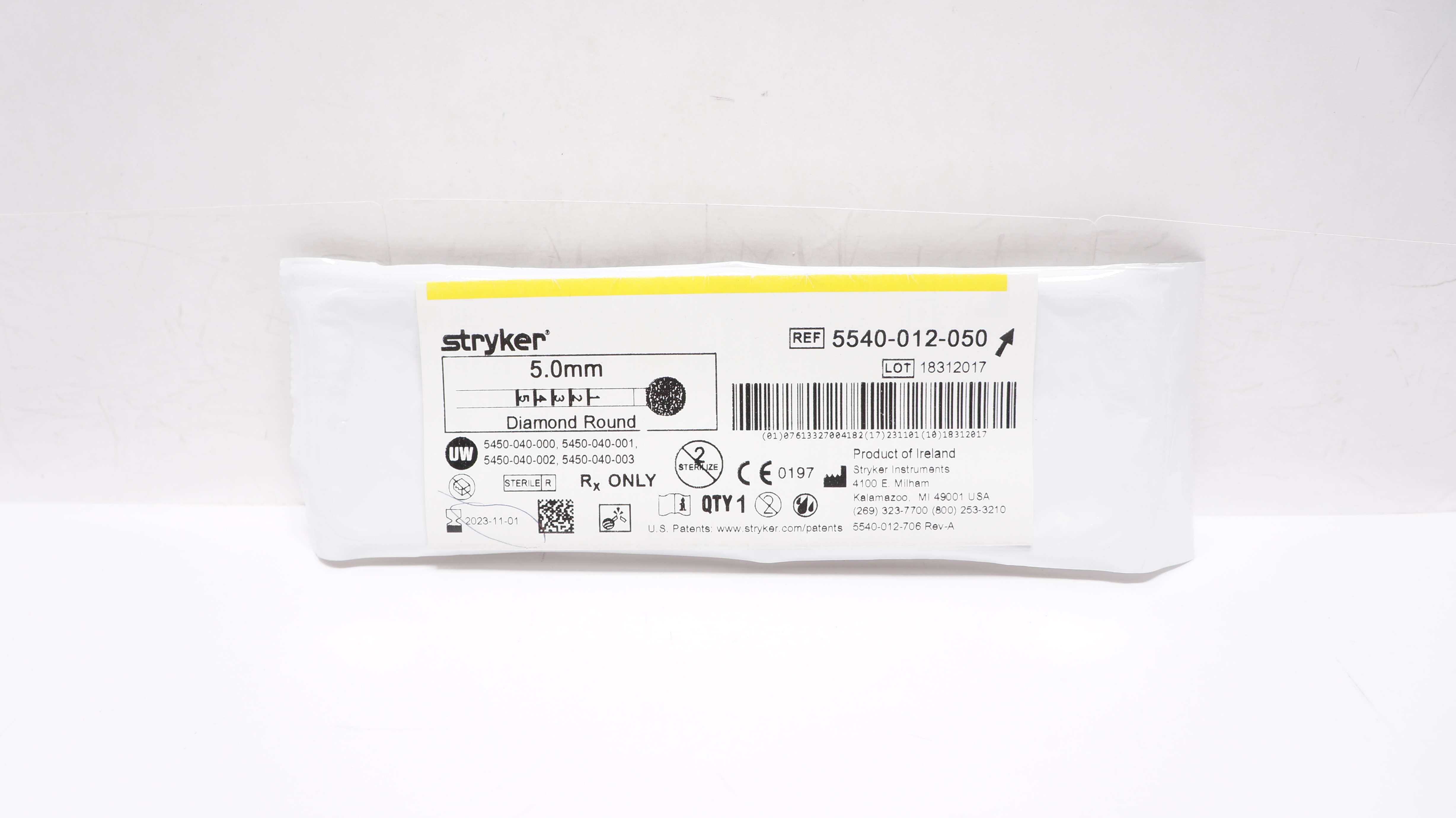 Stryker 5540-012-050 Round Diamond Bur 5.0mm (x)