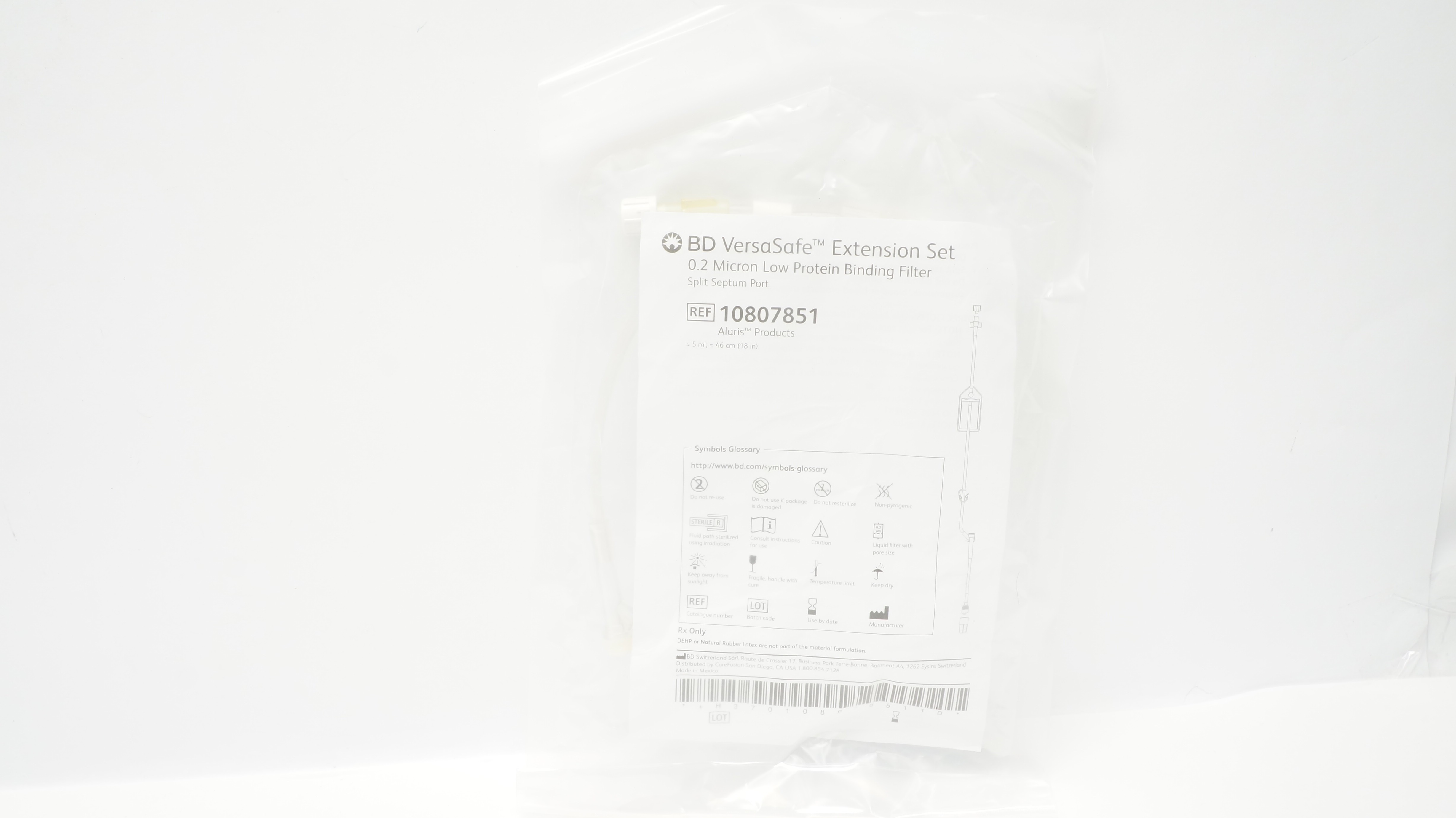 BD 10807851 Alaris VersaSafe Extension Set w/Binding Filter (Appx) 5mlx18inch(x)