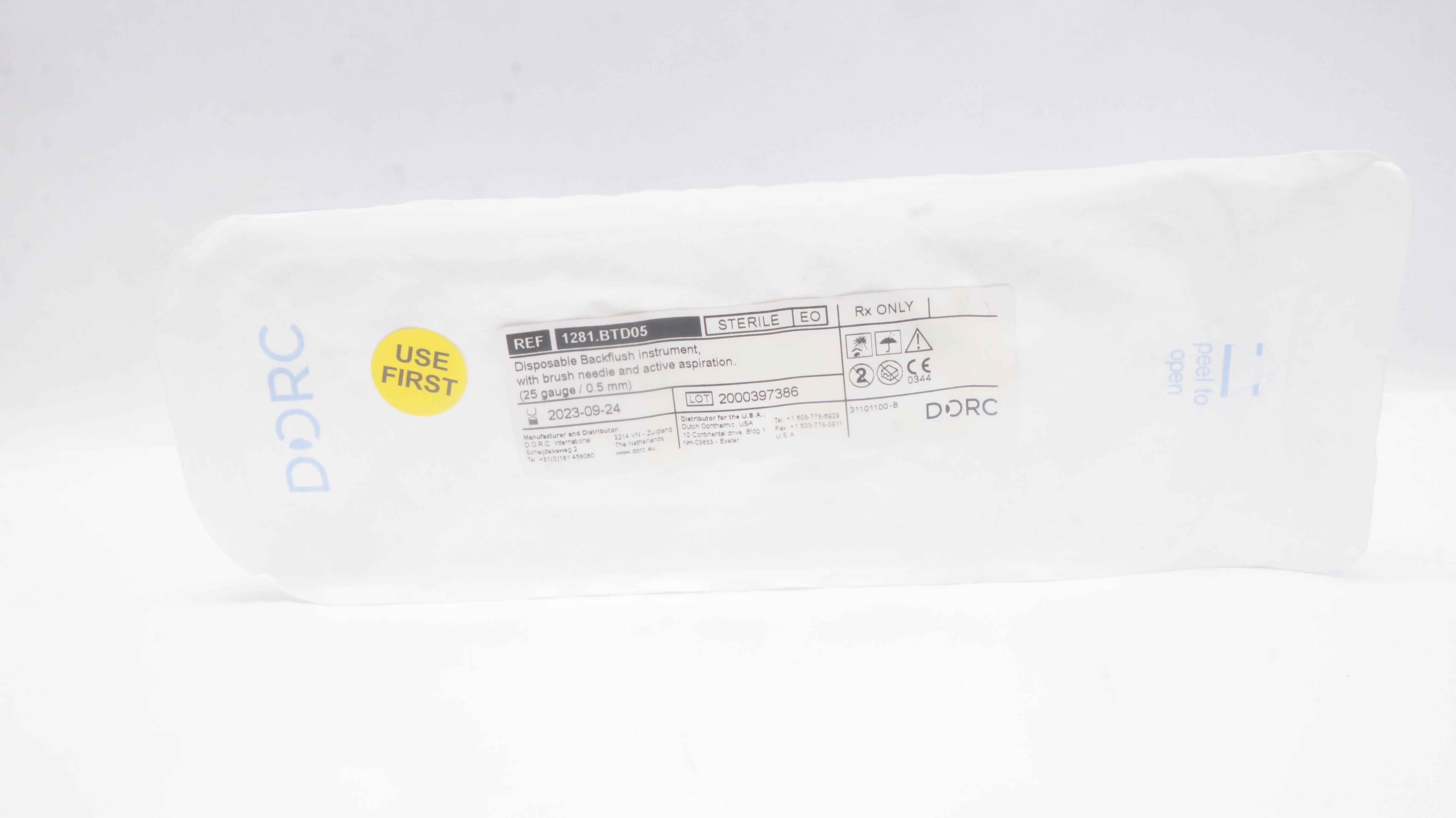 Dora 1281.BTD05 Disposable Backflush instrument W/Brush Ndle & Active Aspiration