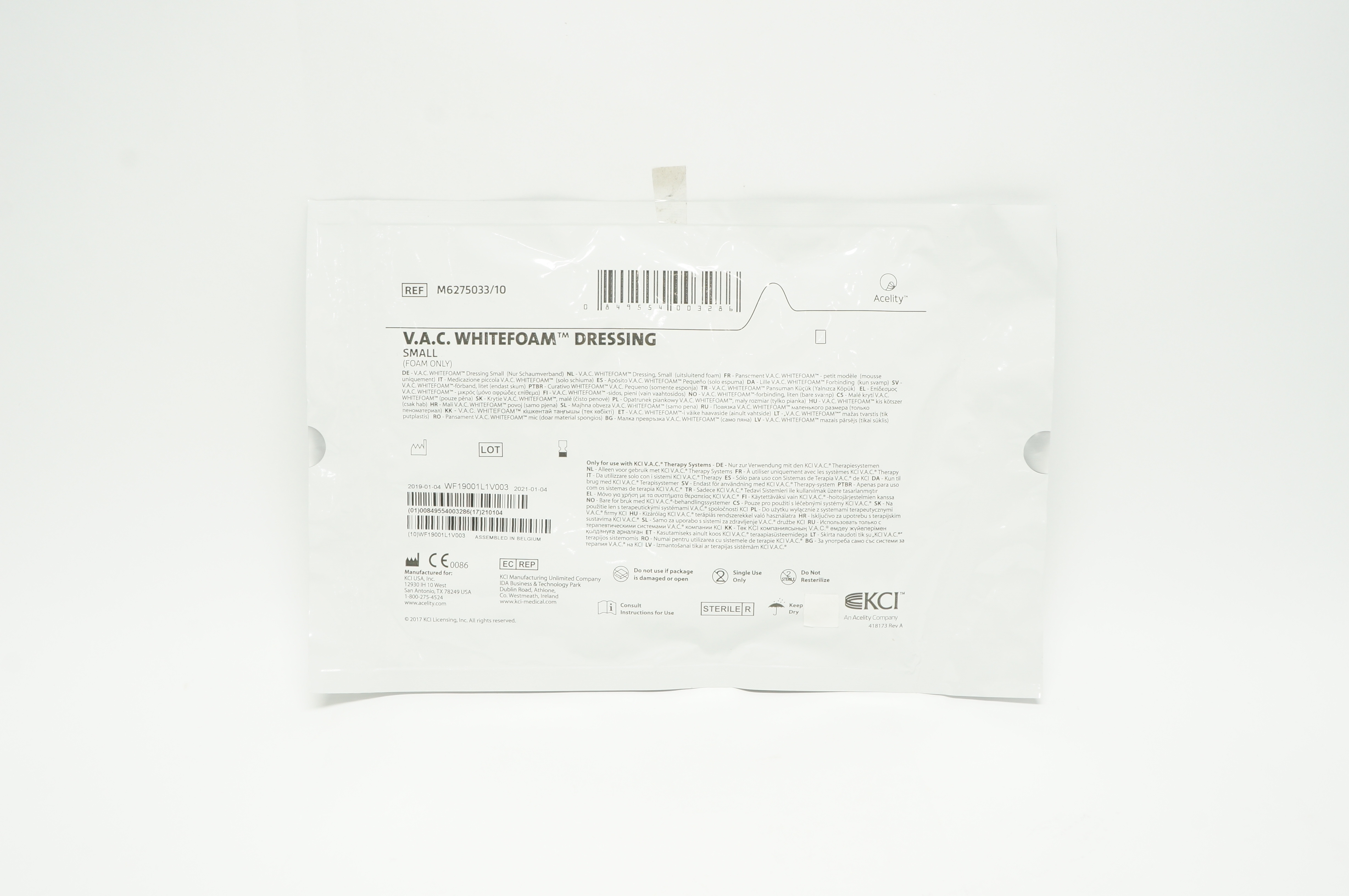 KCI M6275033/10 V.A.C. WhiteFoam Dressing Small (x)