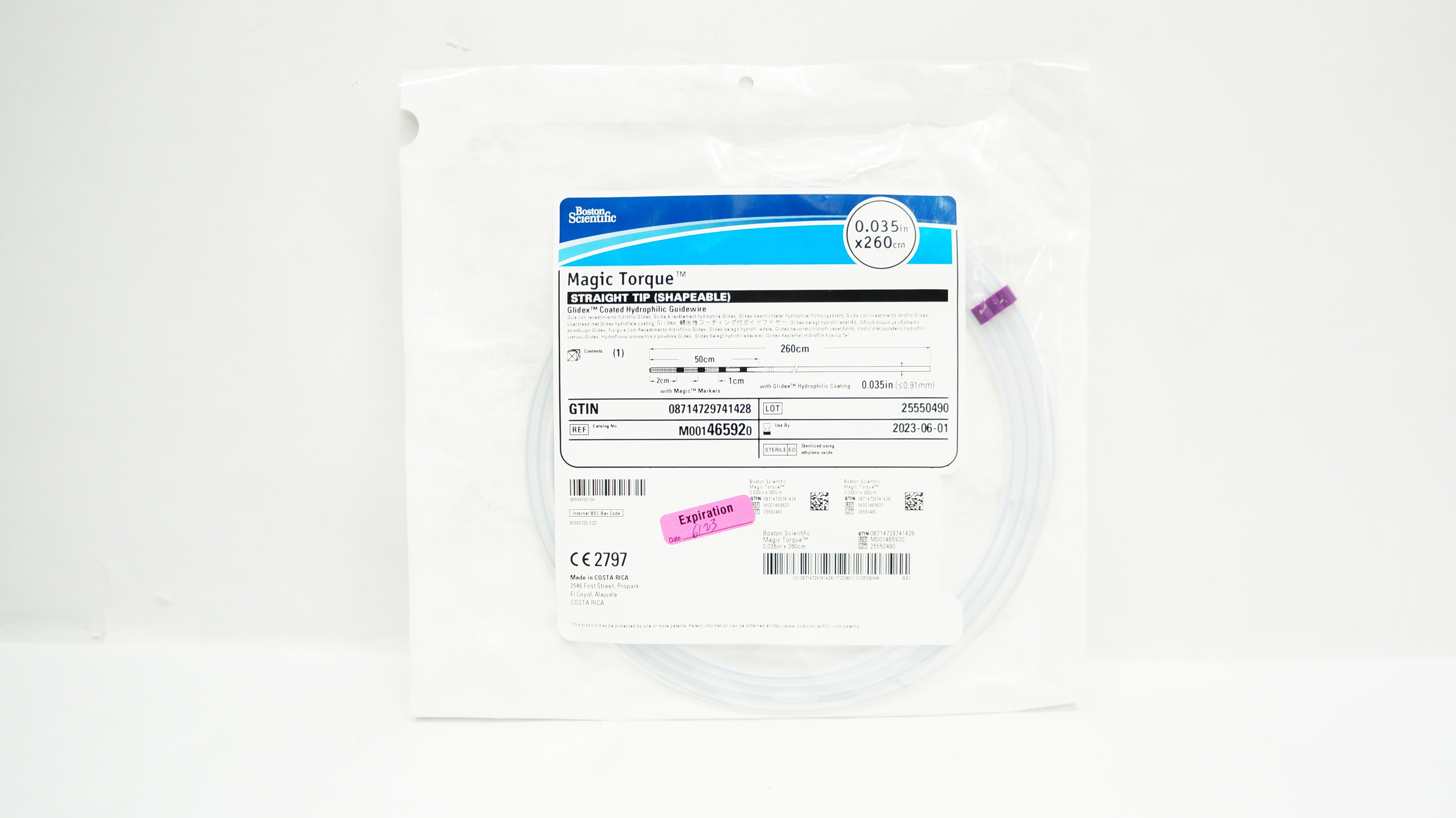 Boston Scientific 46592 Magic Torque Glidex Coated Guidewire 0.035in. x 260cm(x)