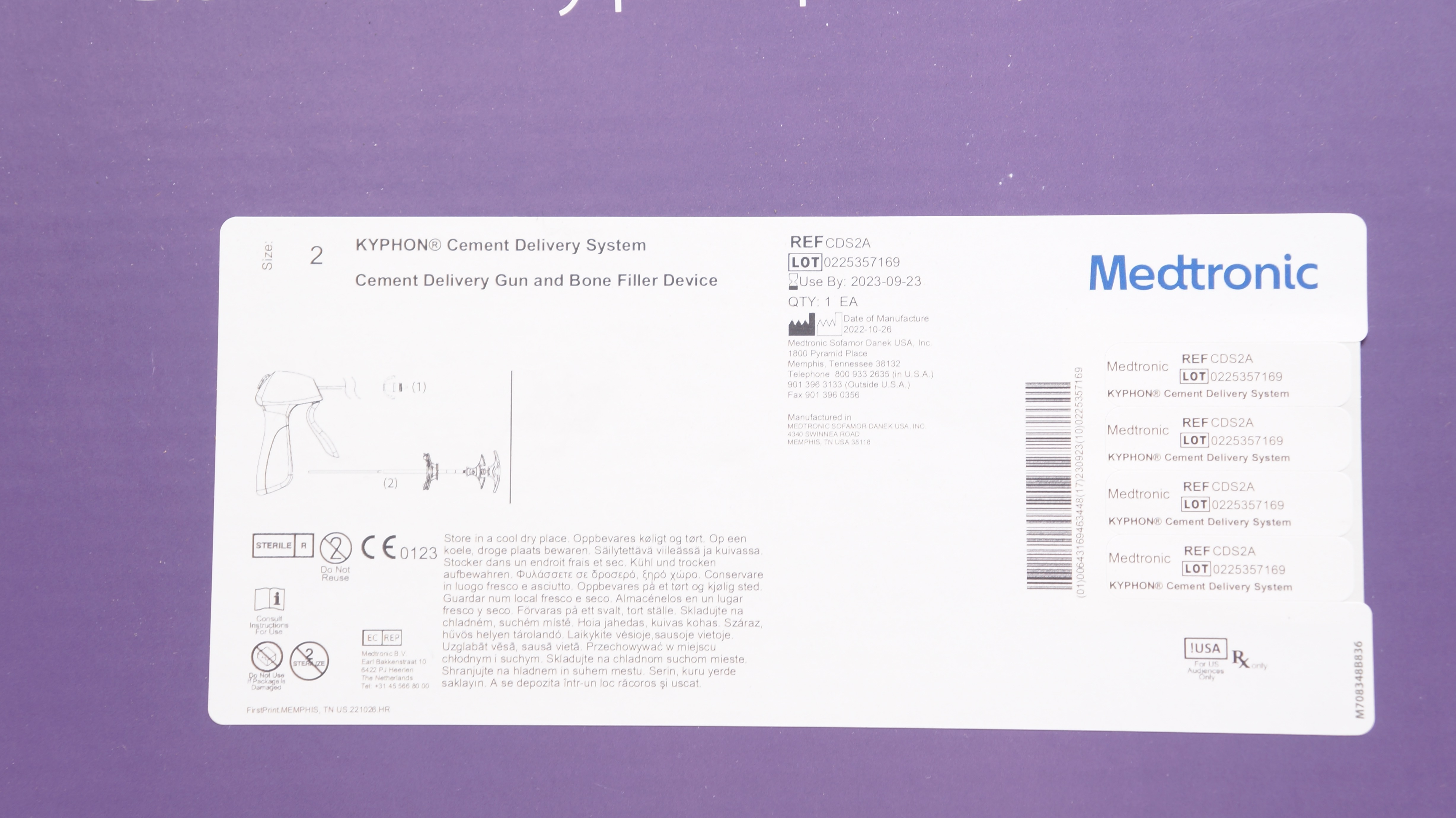 Medtronic CDS2A KYPHON Cement Delivery System, Size 2 (x)
