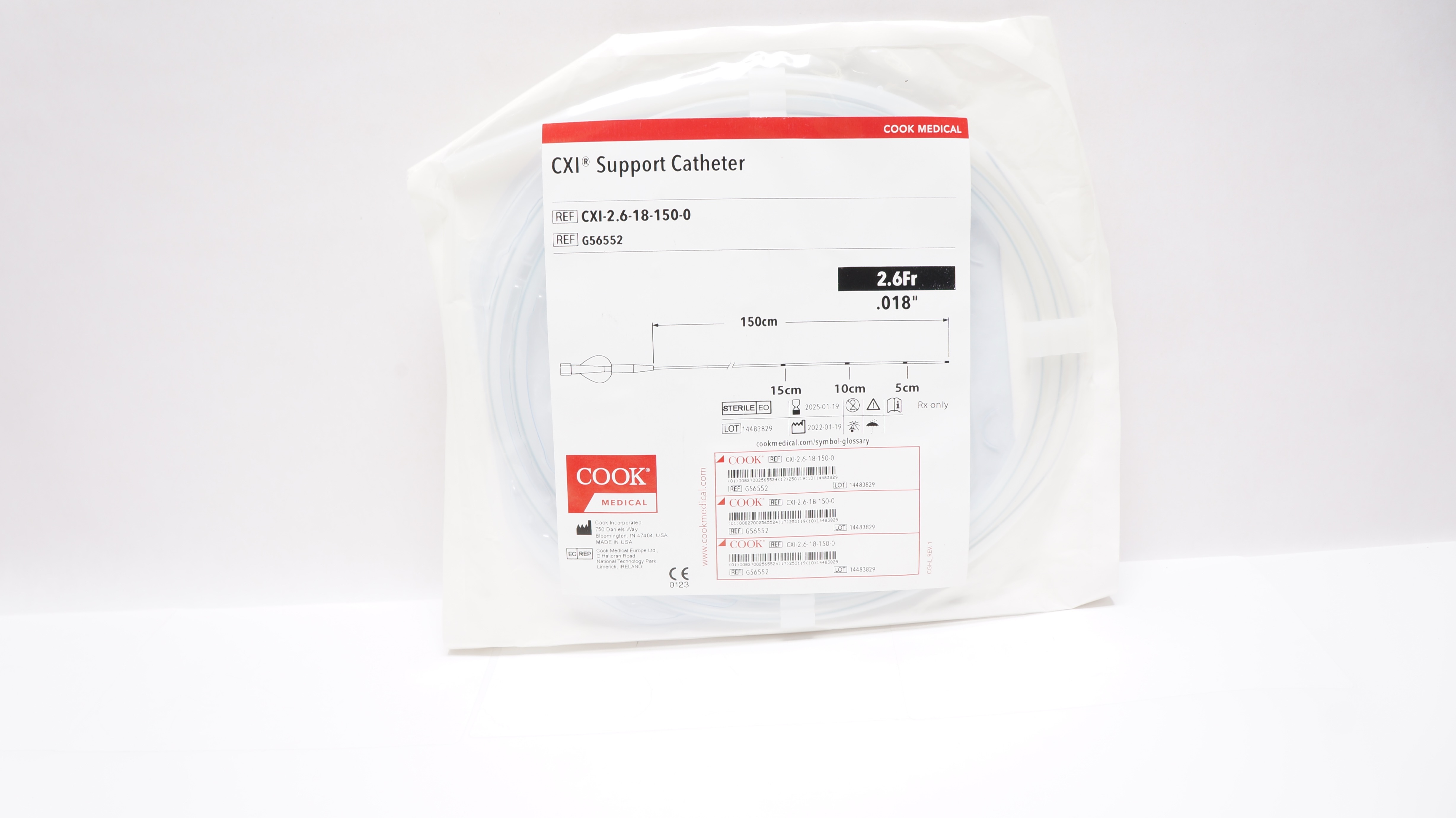 Cook Medical G56552 CXI Support Cath. 2.6Fr x .018inch x 150cm