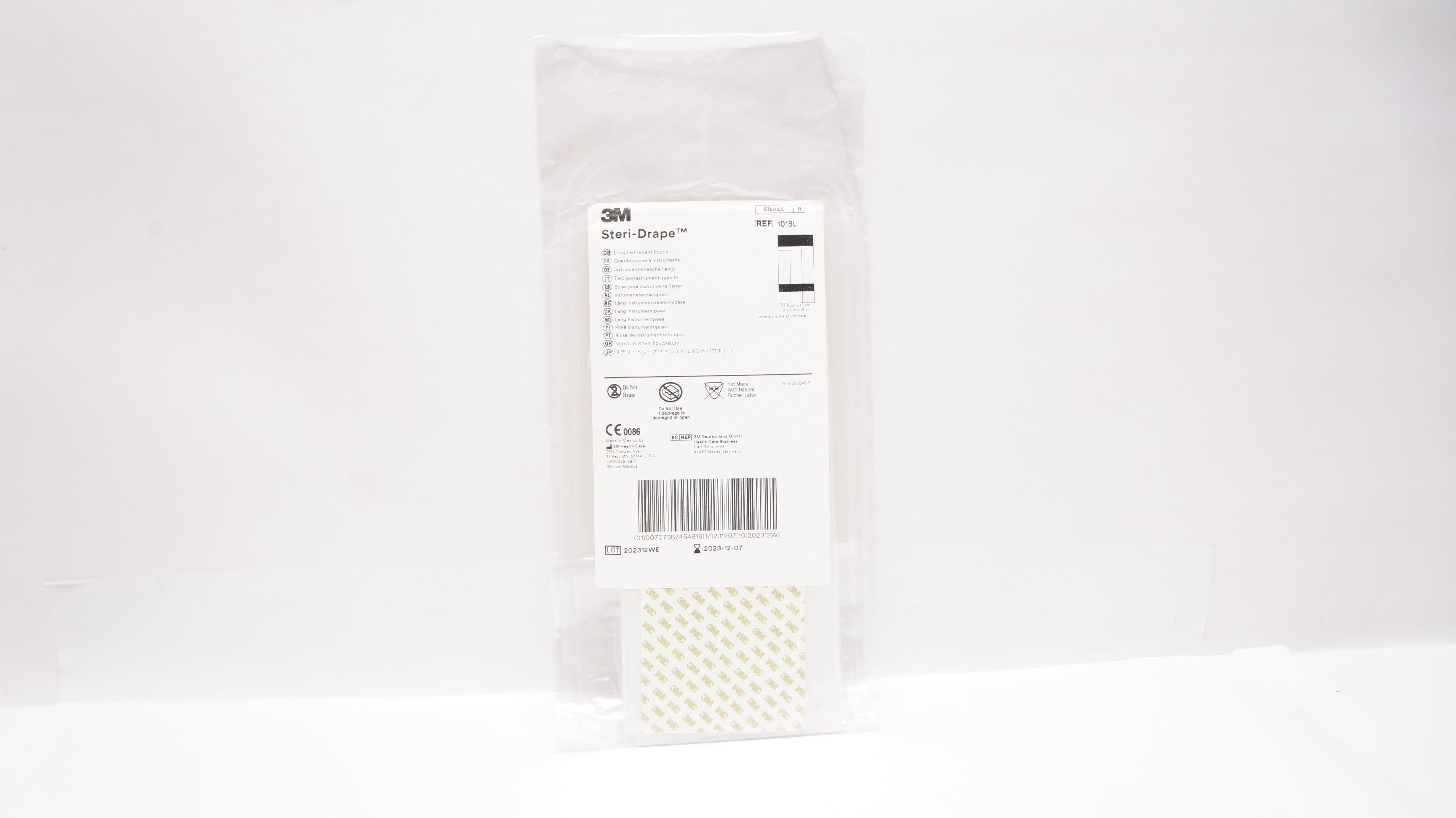 3M 1018L Steri-Drape Long Instrument Pouch 9-5/8 x 18inch (x)