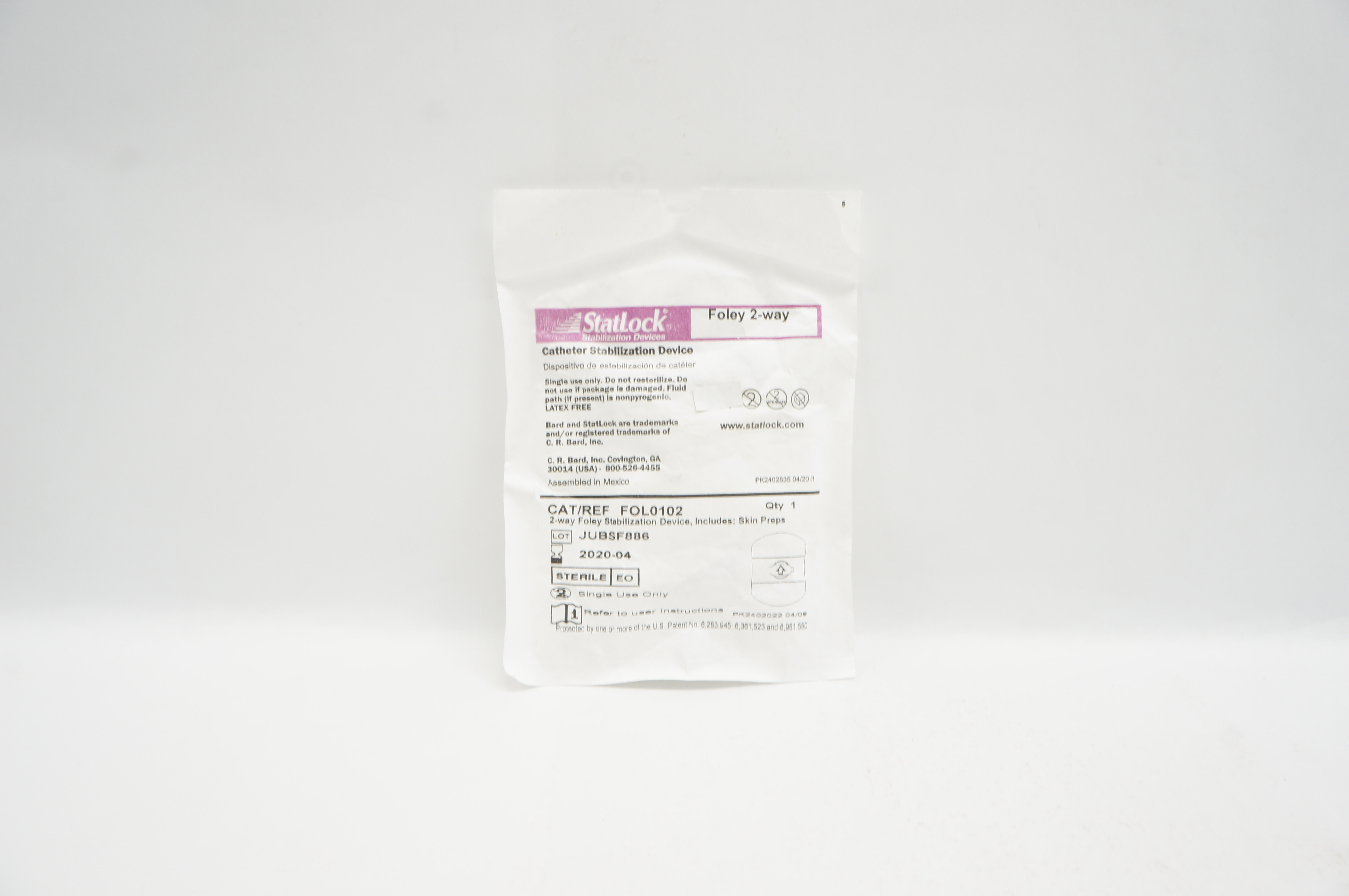 Bard FOL0102 StatLock Foley 2-Way Cath. Stabilization Device (x)