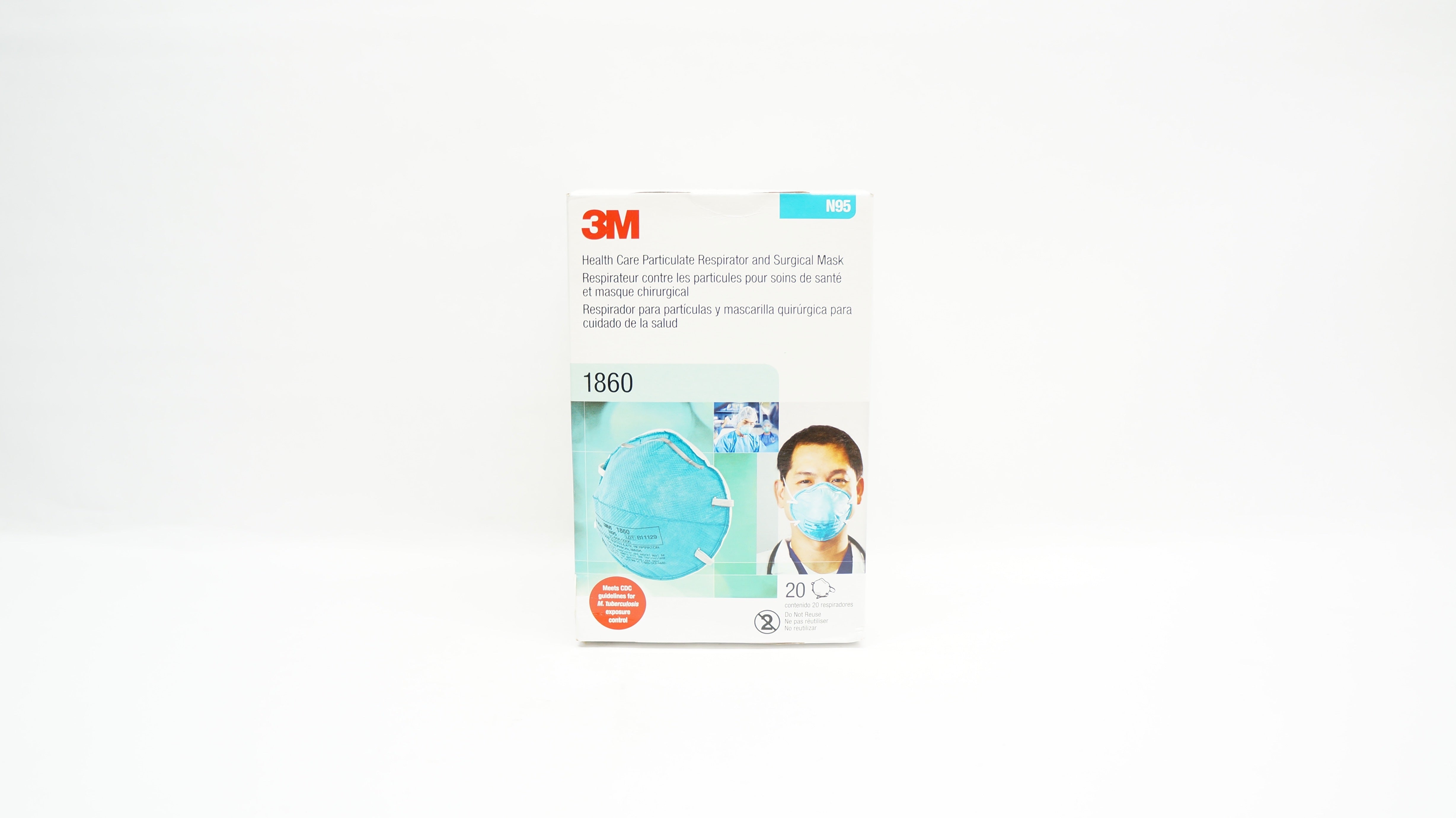 3M 1860 Health Care Particulate Respirator and Surgical Mask - Box of 20
