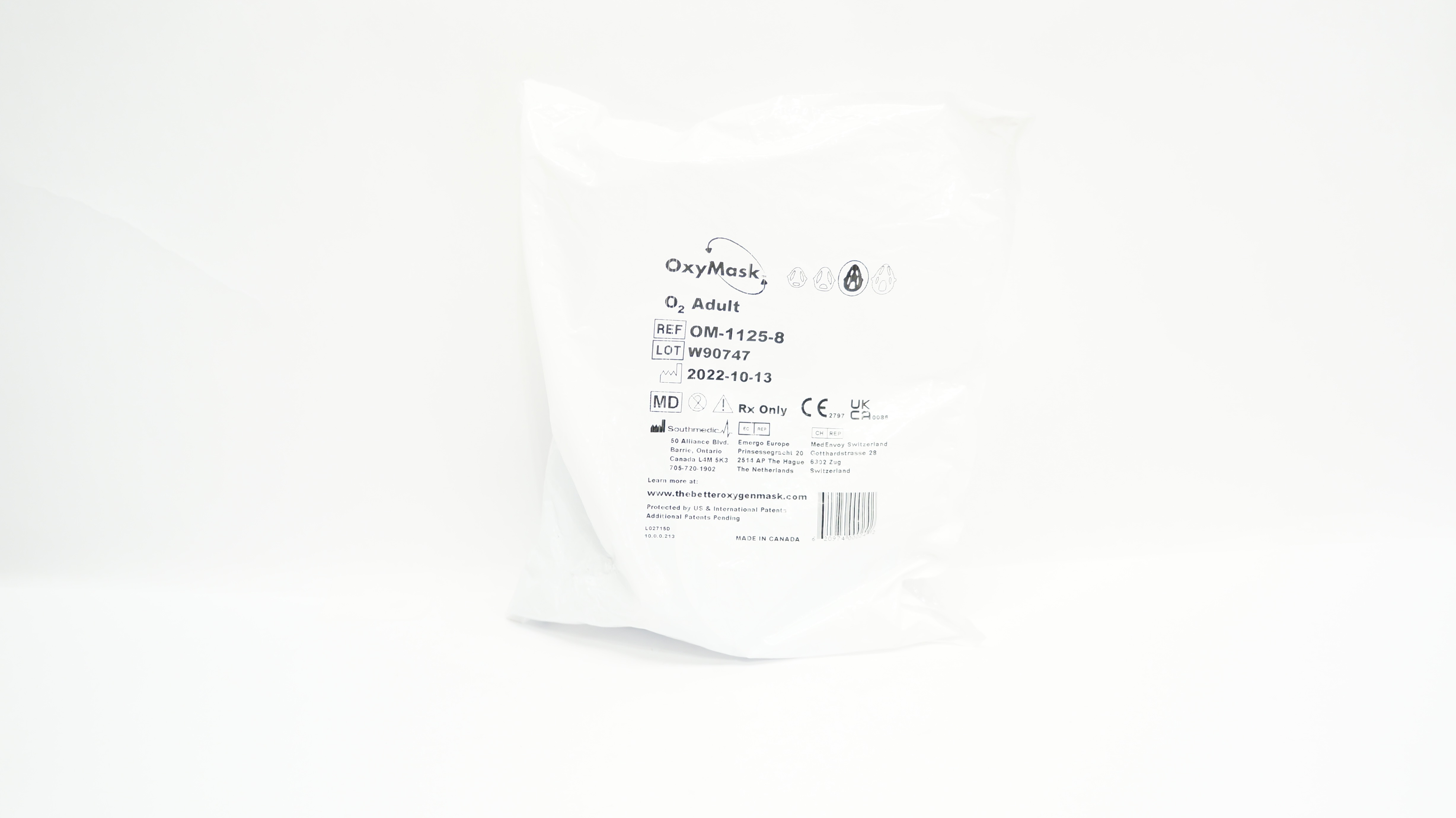 Southmedical OM-1125-8 OxyMask O2 Adult Mask