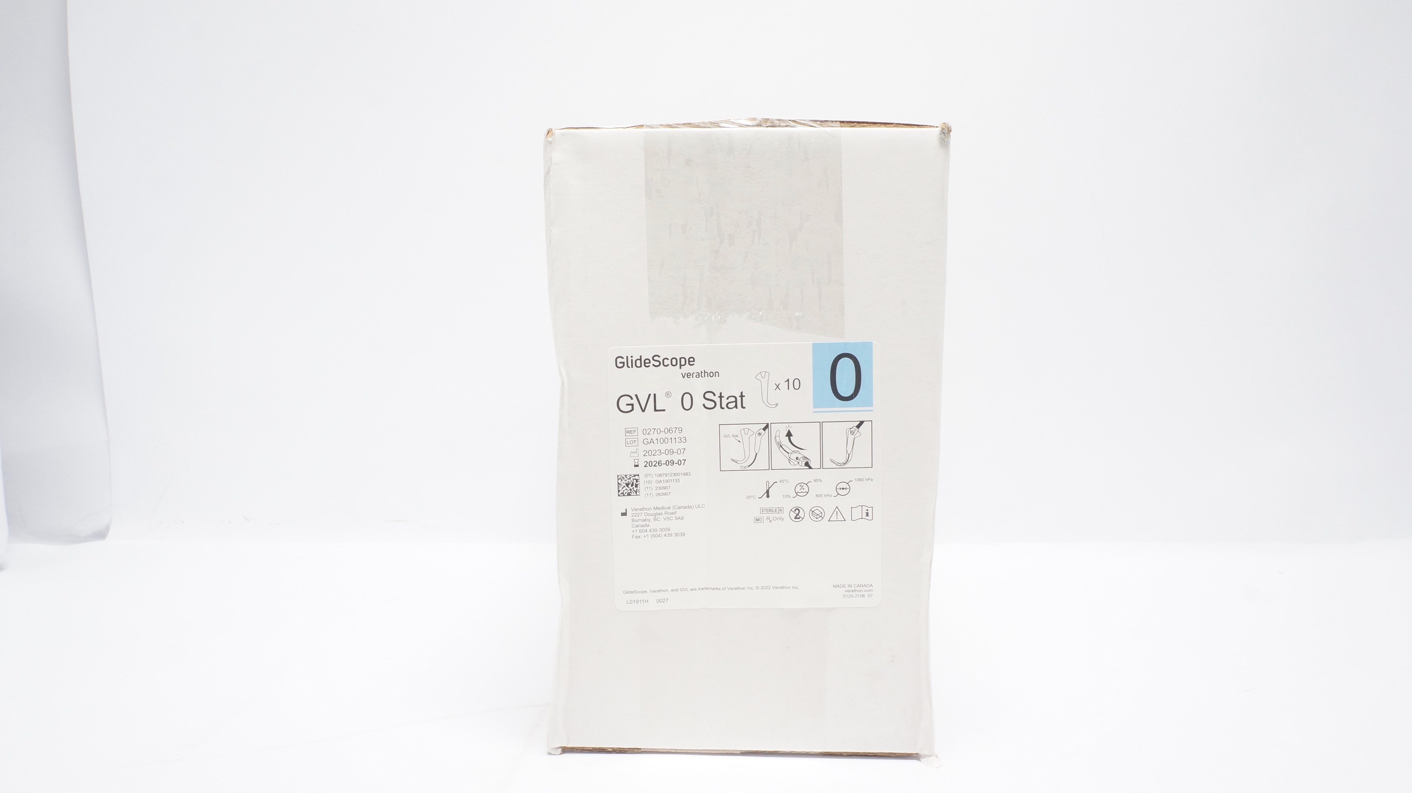 Verathon Medical 0270-0679 GVL 0 Stat - Box of 10