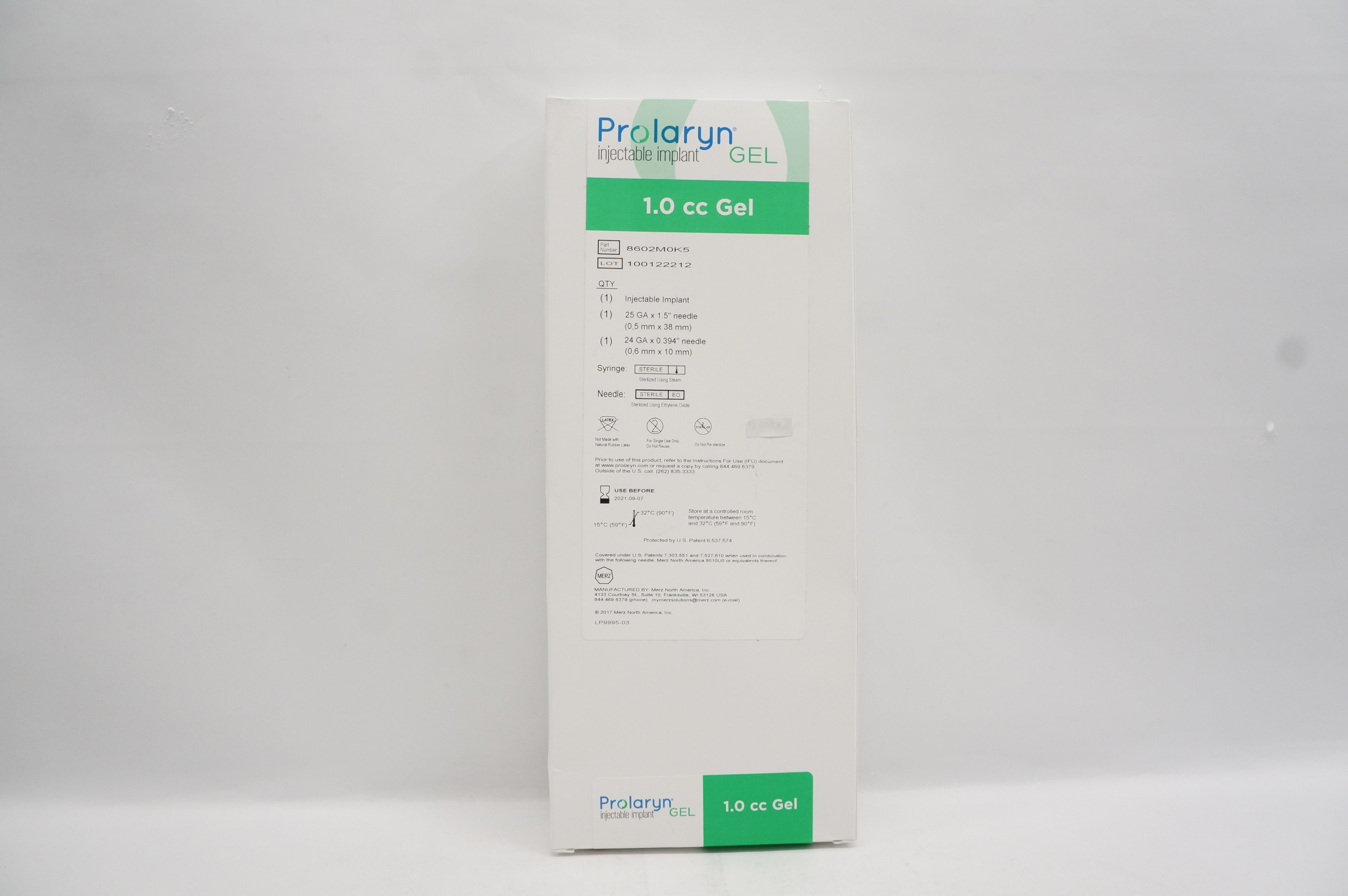 Merz 8602M0K5 Prolaryn Injectable Implant 1.0cc Gel 25 GA x 1.5inch Ndle (x)
