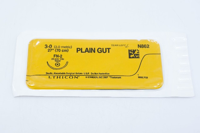 Ethicon N862 3-0 PLAIN GUT, FN-2, 26mm 1/2c, 27inch (x)