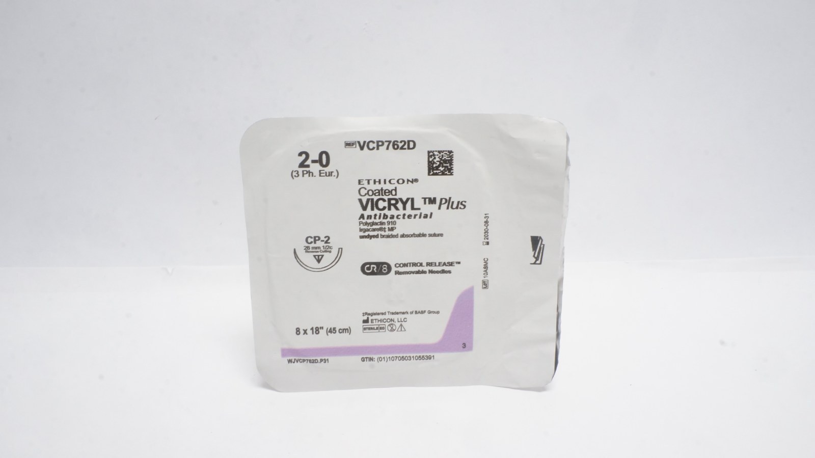 Ethicon VCP762D Coated VICRYL Plus Antibacterial Suture 2-0