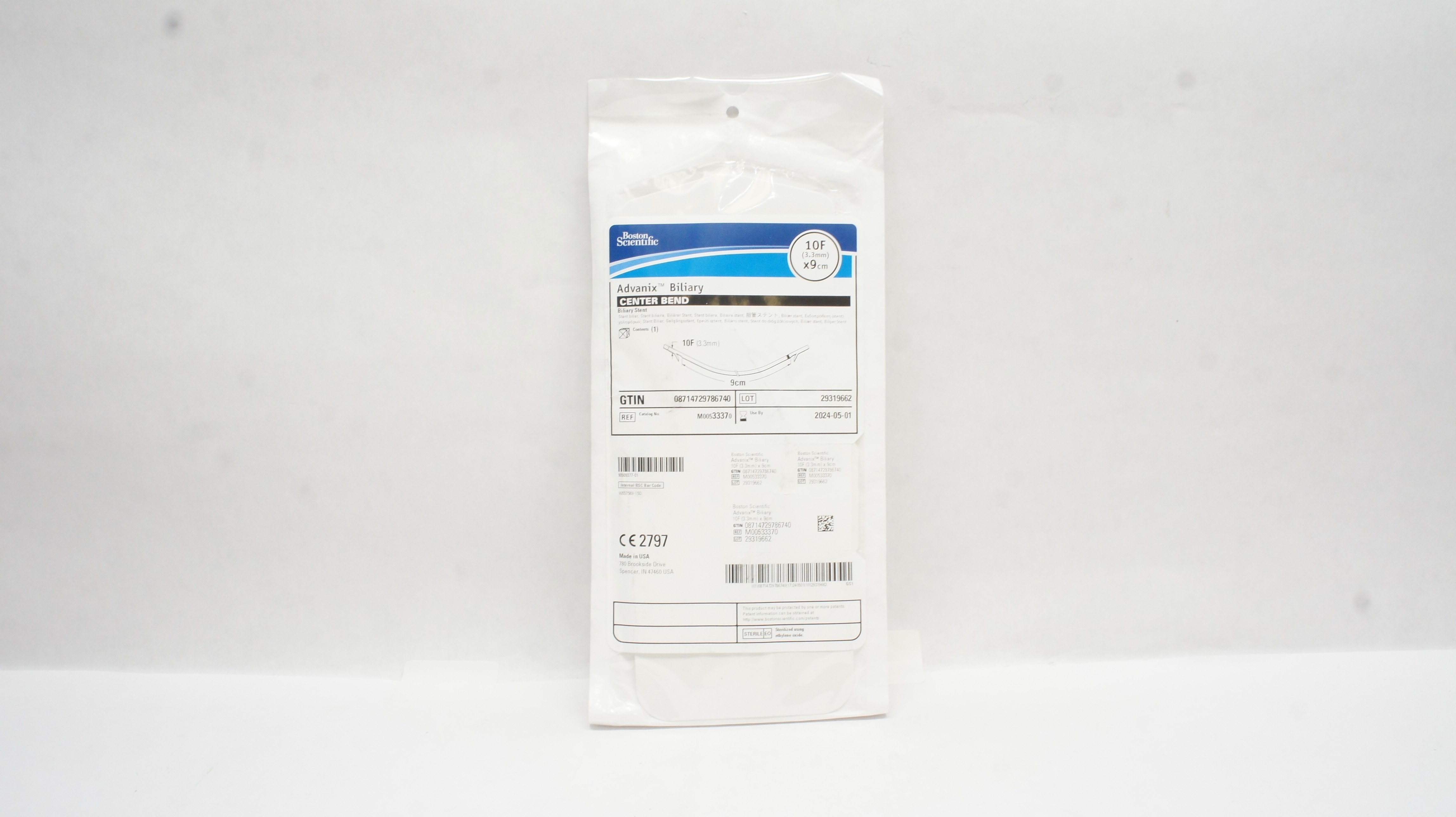 Boston Scientific 3337 Advanix Biliary Center Bend Stnt 10F x 9cm