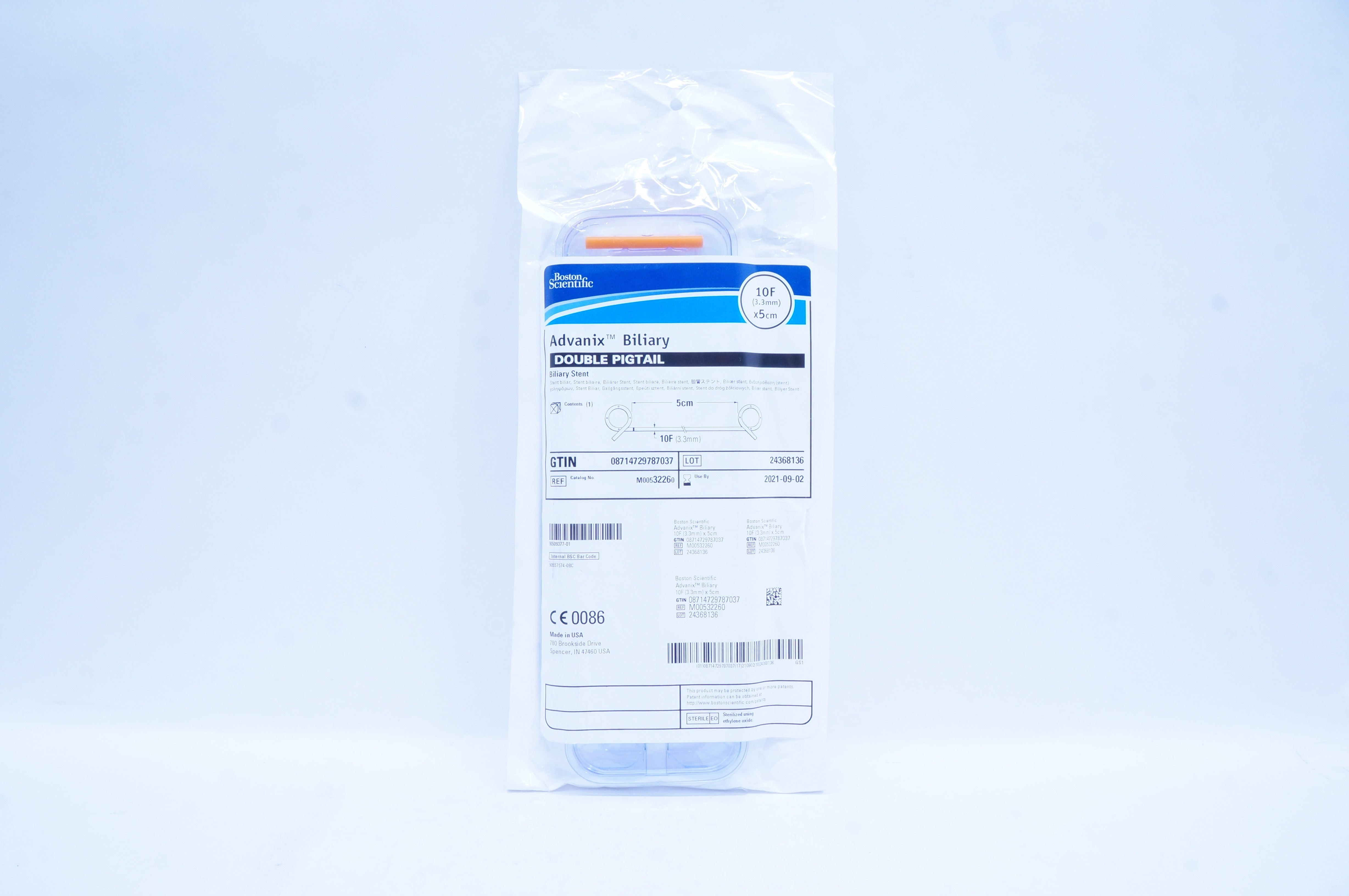 Boston Scientific M00532260 Advanix Biliary Stnt., Double Pigtail, 10F x 5cm