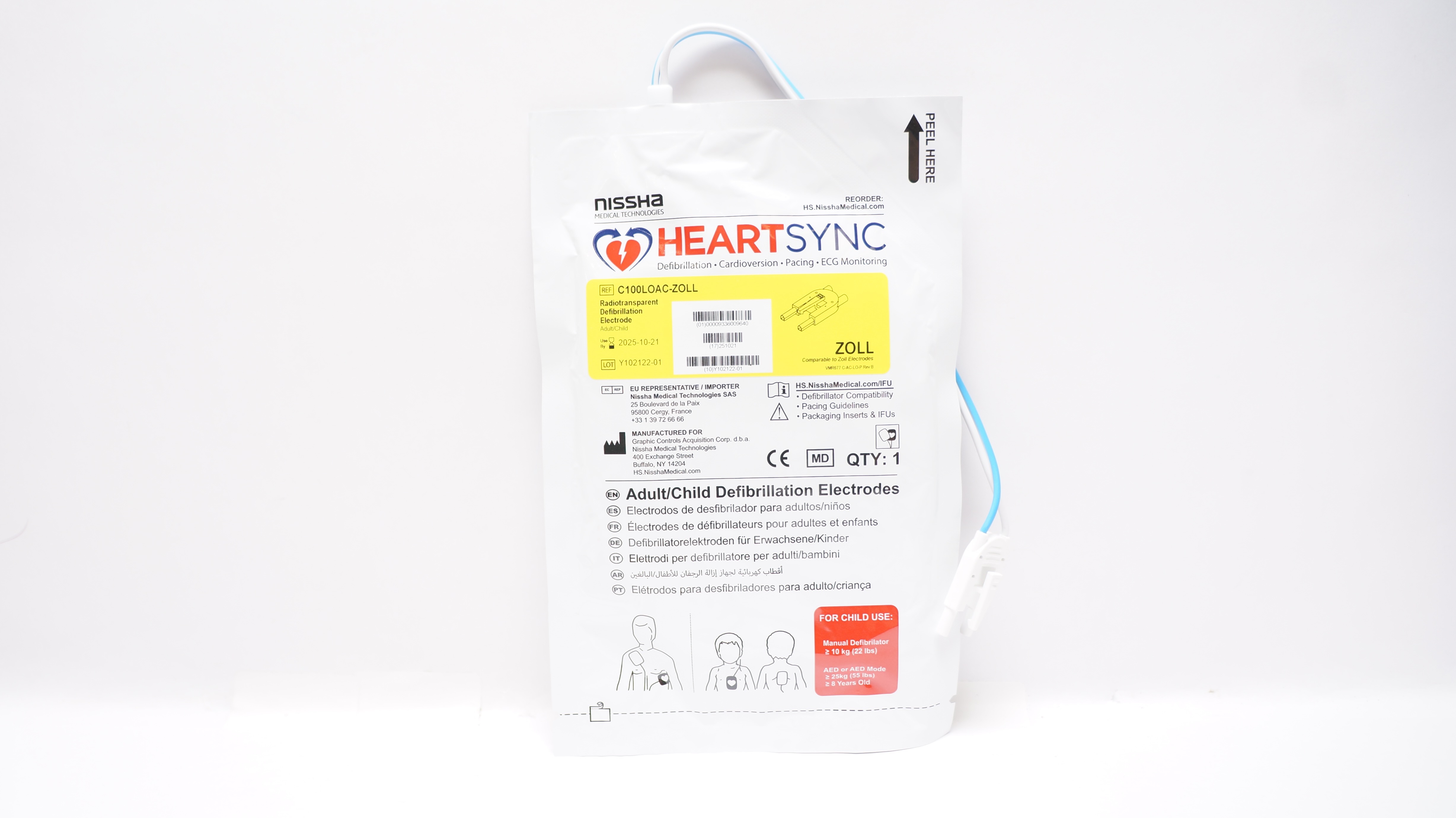 Nissha C100LOAC-ZOLL HeartSync Adult/Child Defibrillation Electrode ≥10kg