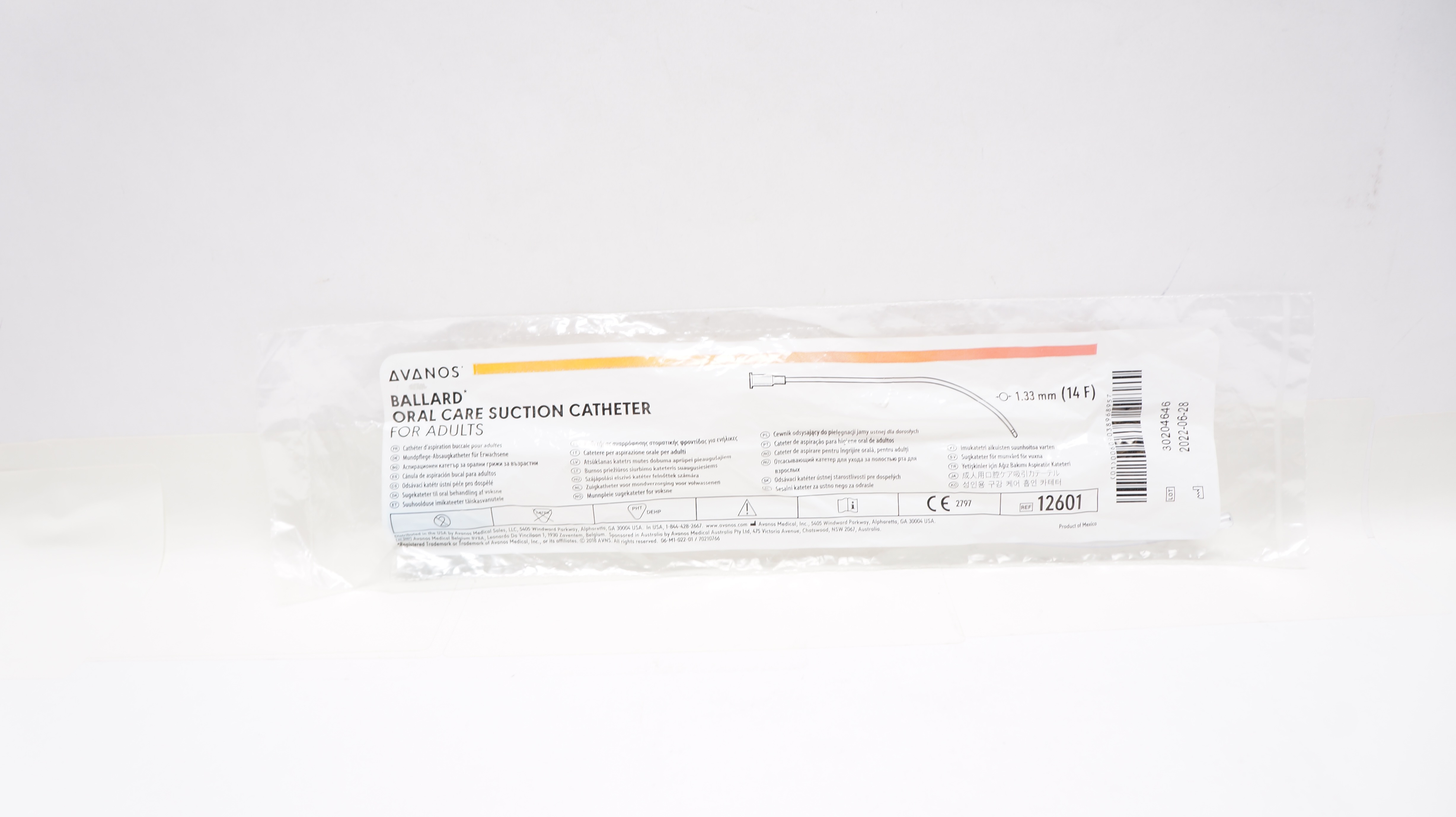 Avanos 12601 Ballard Care Suction Cath. For Adults 14F