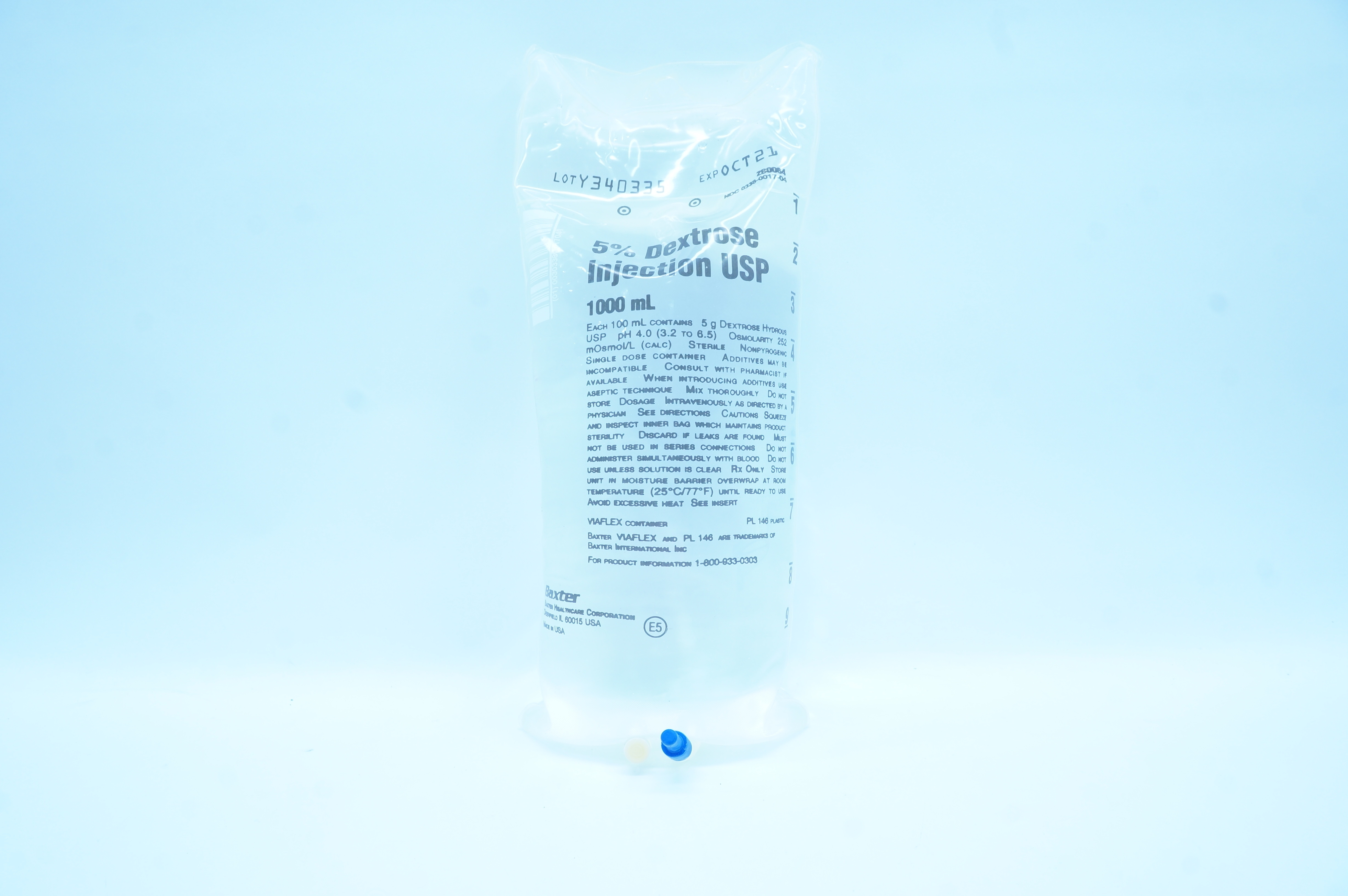 Baxter 2B0064 5% Dextrose Injection USP 1000mL