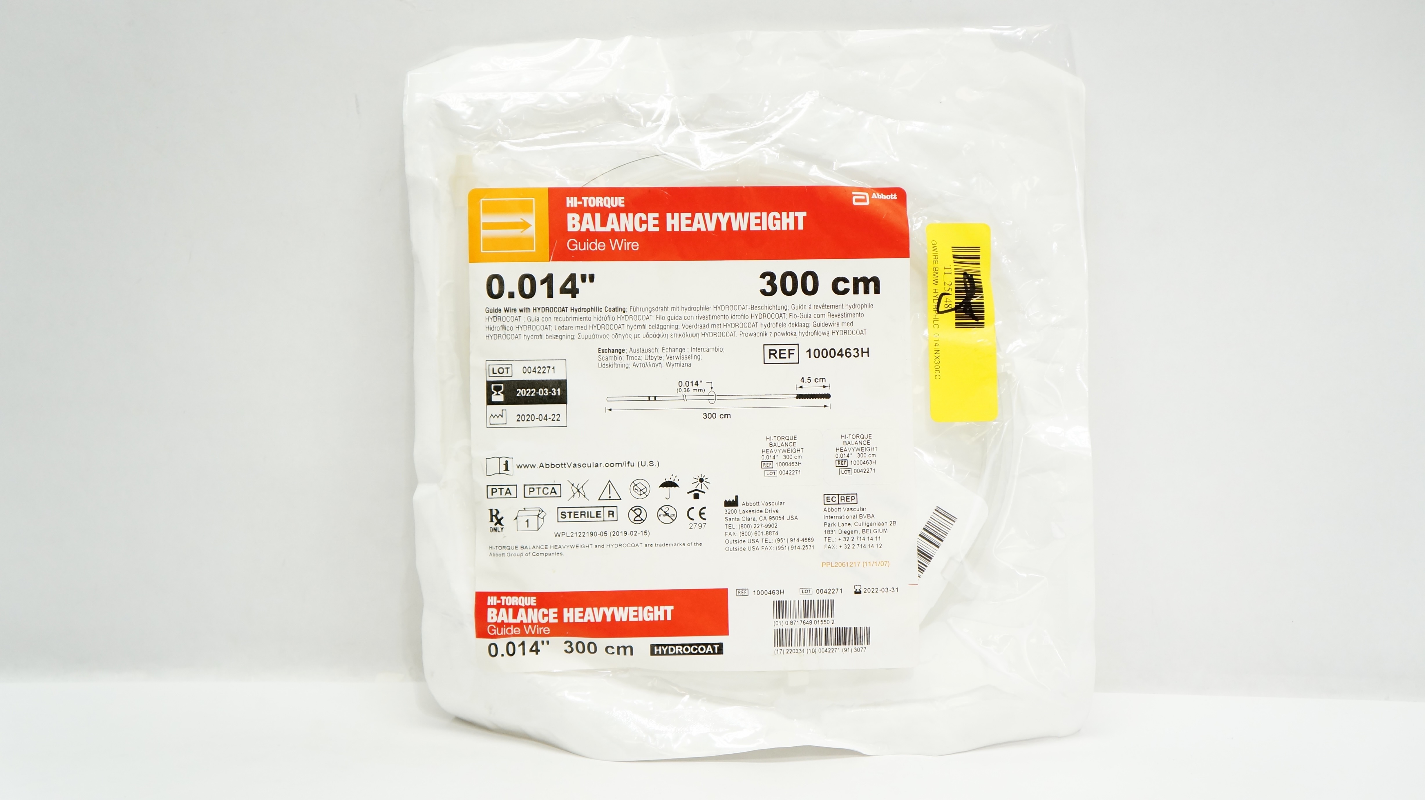 Abbott 1000463H Hi-Torque Balance Heavyweight Guide Wire 0.014inch x 300cm (x)