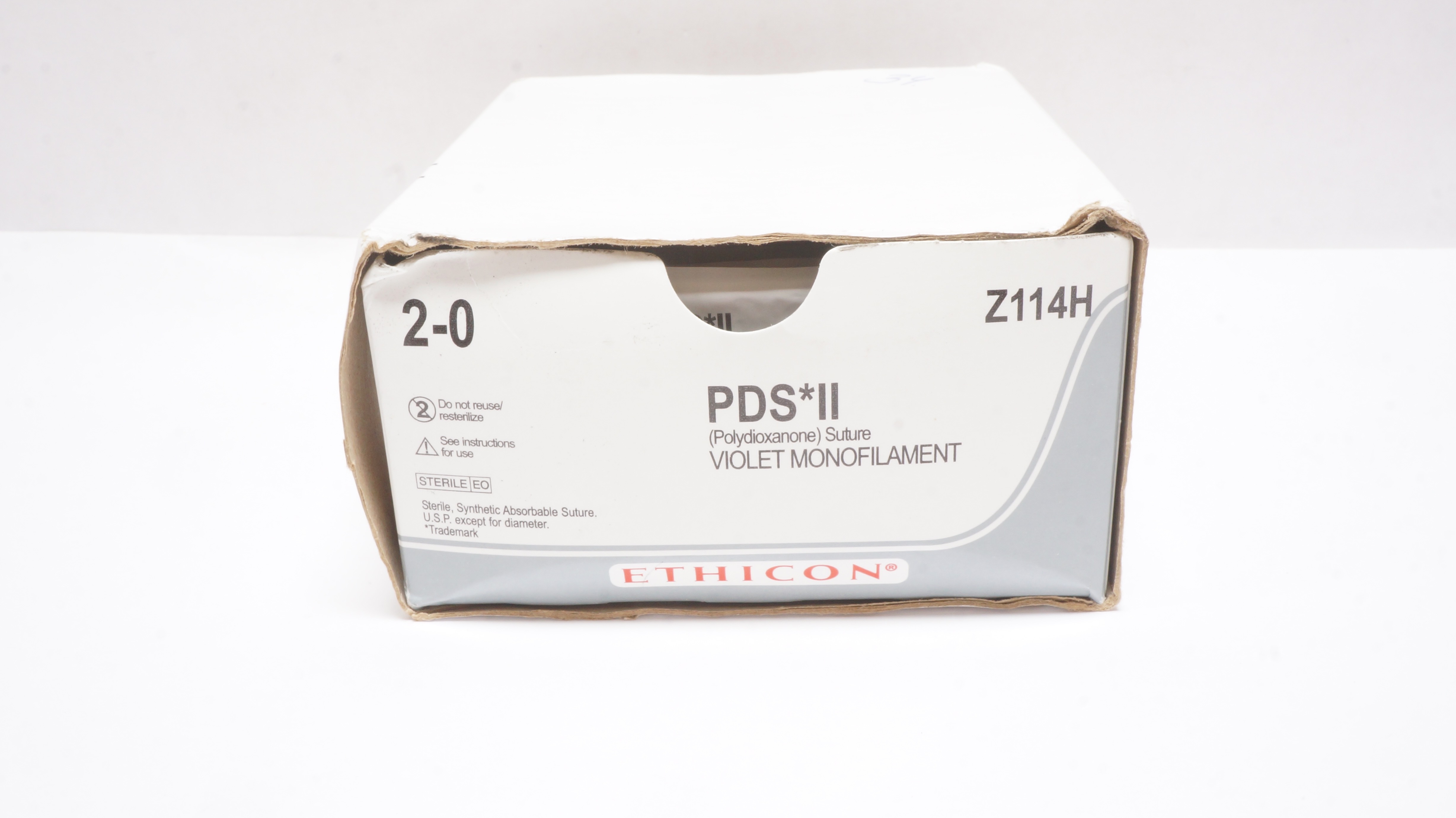 Ethicon Z114H 2-0 PDS II Violet Monofilament UCL 13mm 1/2c Taper 27In- Box of 34
