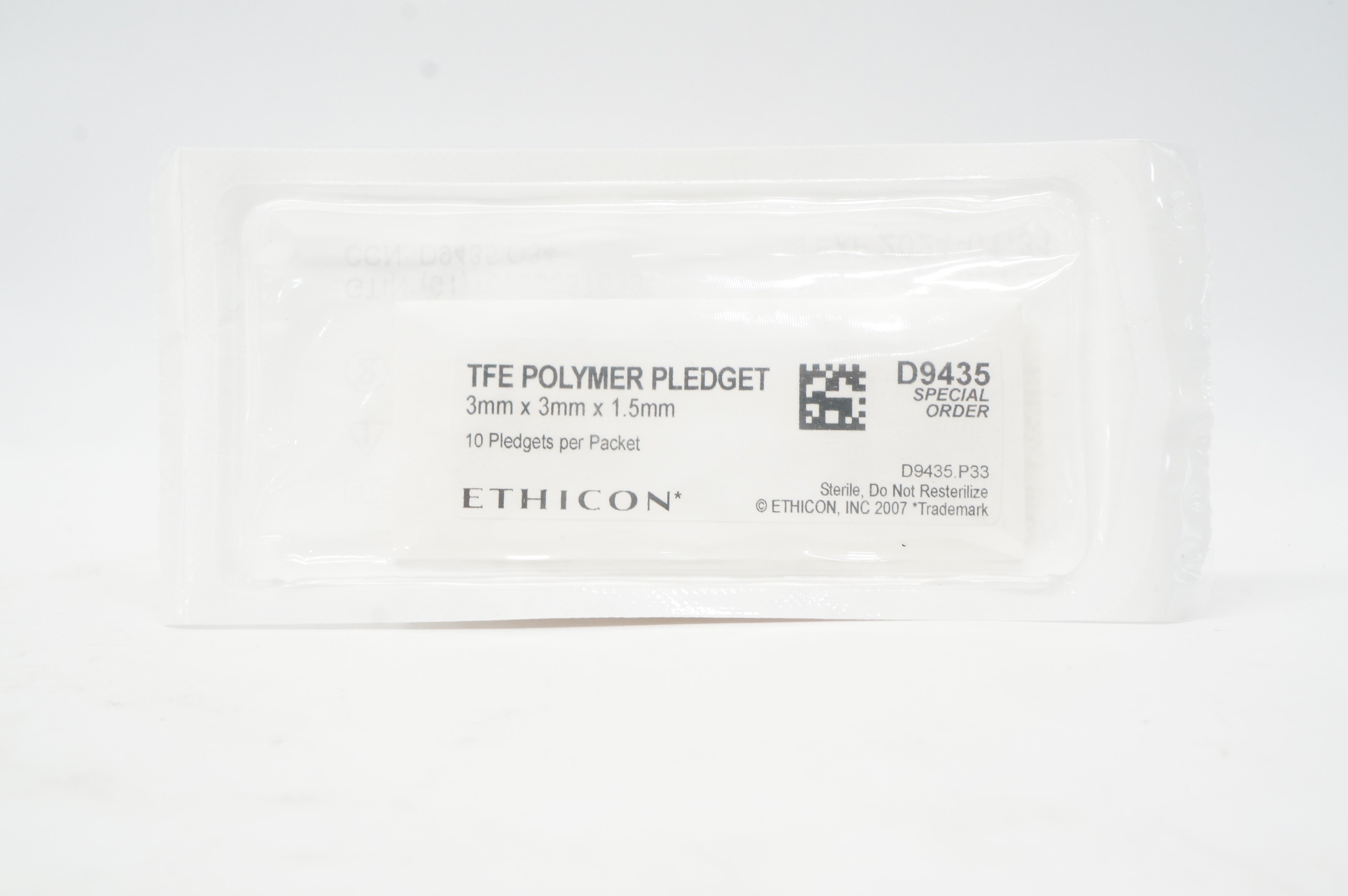 Ethicon D9435 TFE Polymer Pledget 3mmx3mmx1.5mm - Pack of 10