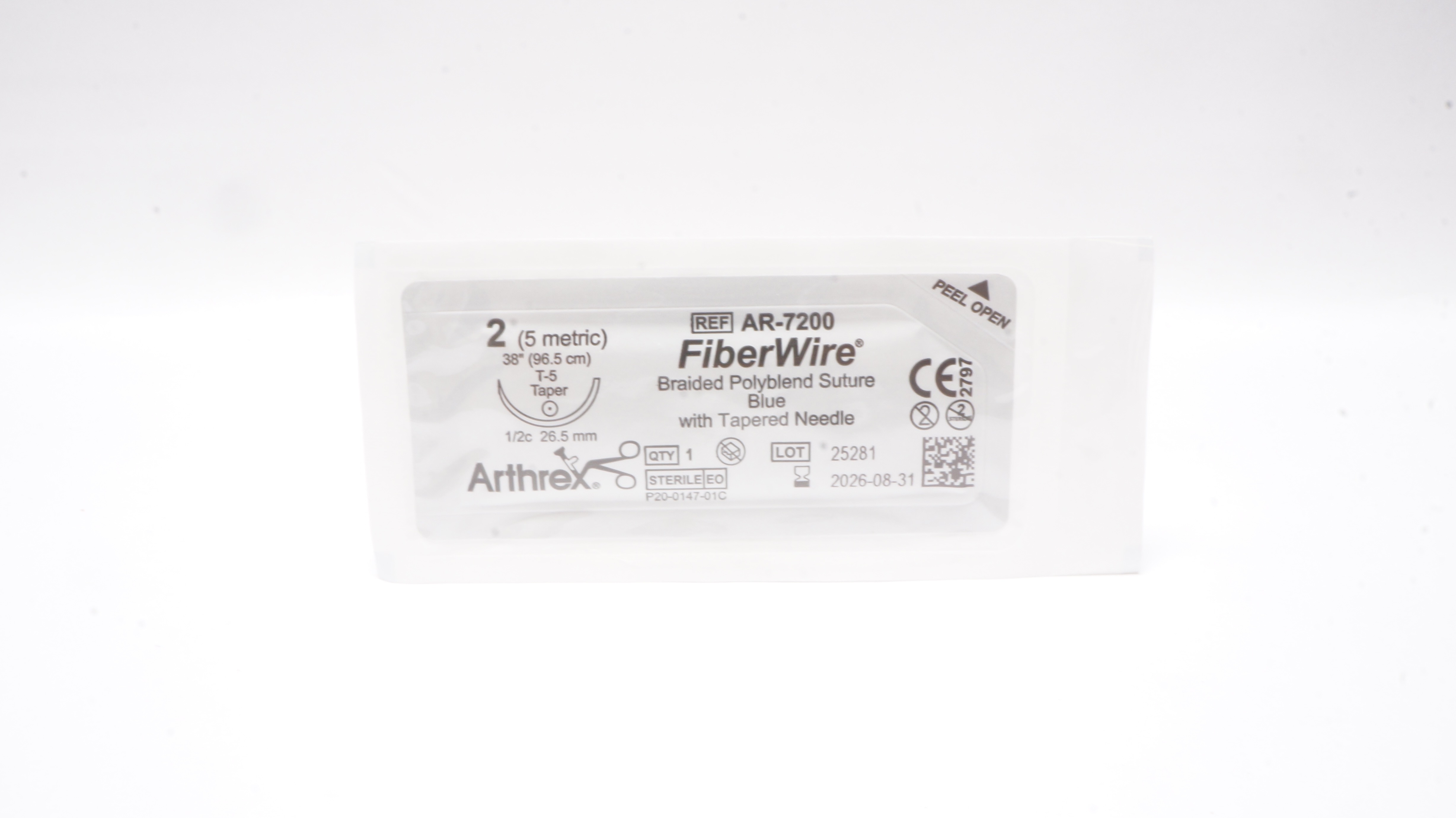 Arthrex AR-7200 2 FiberWire Braided Polyblend Stre T-5 Taper 1/2c 26.5mm, 38inch