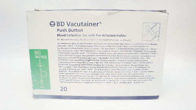 BD 367352 Push Button Blood Collection Set 21G x 3/4inch x 12inch (x) - Box of 20
