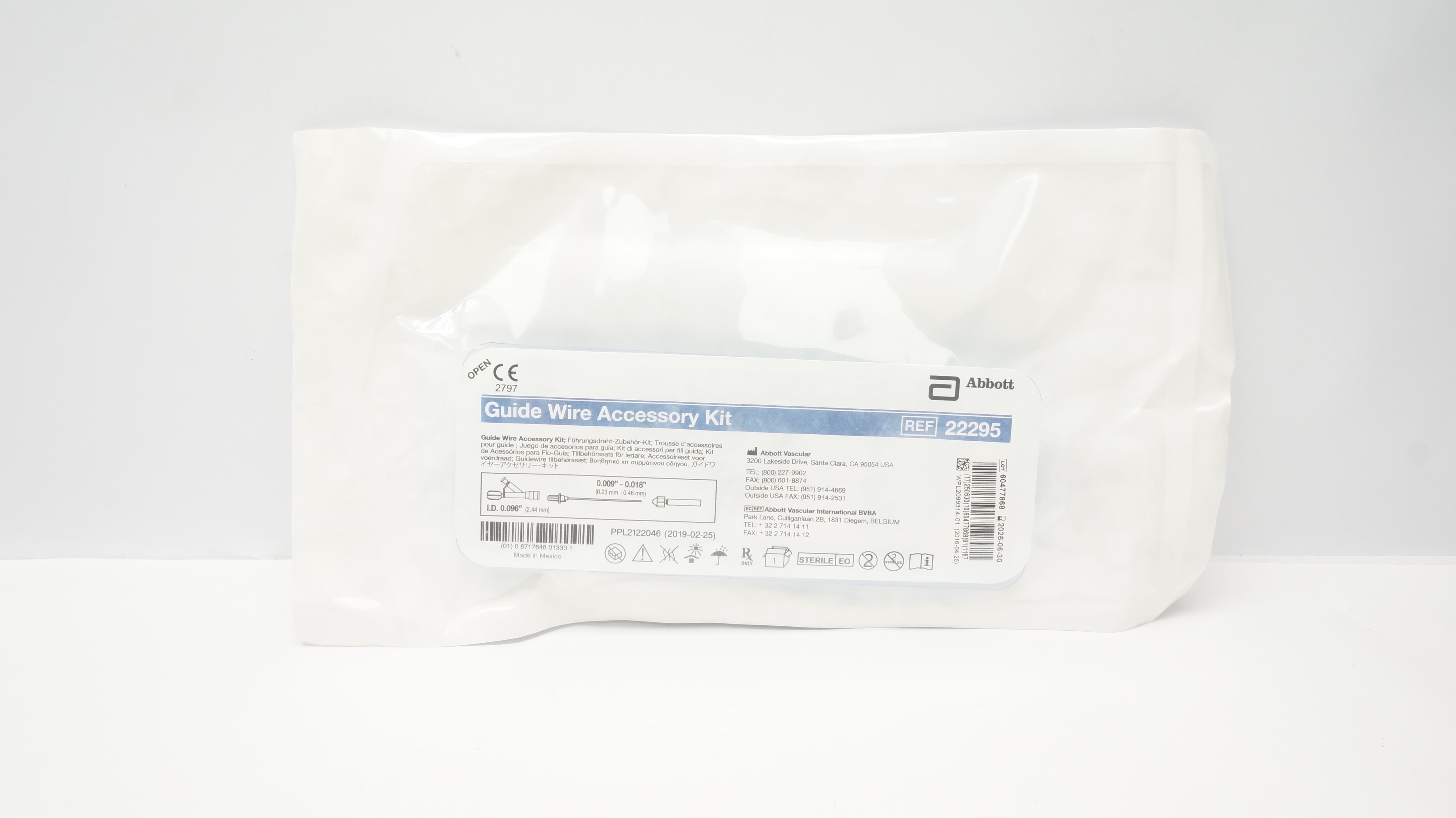 Abbott 22295 Guide Wire Accessory Kit 0.096inch ID