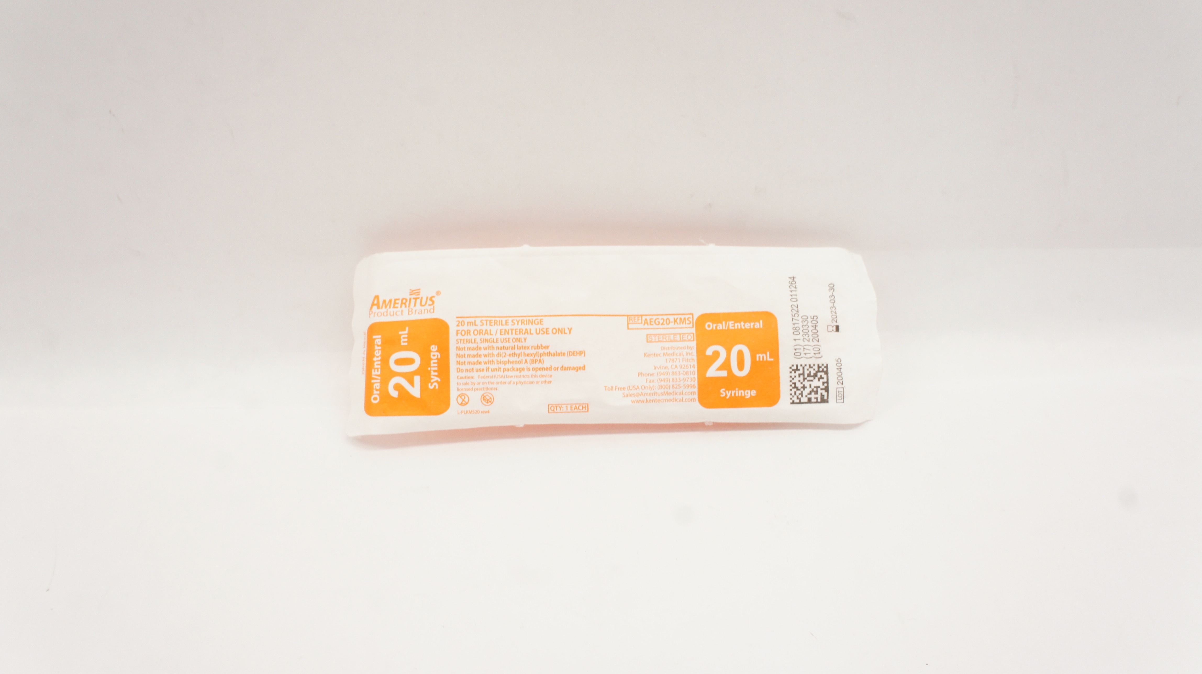 Ameritus AEG20-KMS Oral / Enteral Syringe 20ml