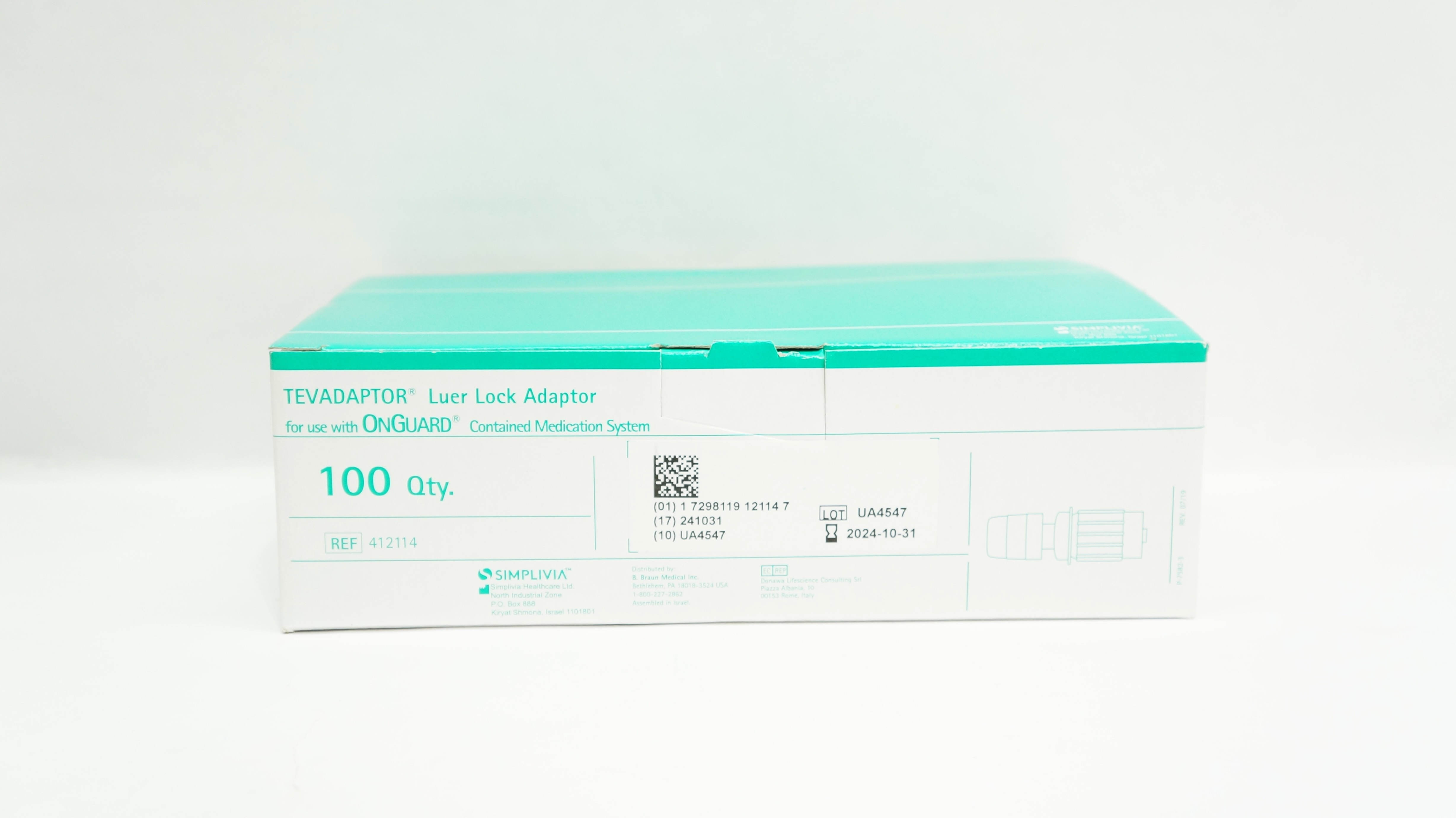 Simplivia Healthcare 412114 Tevadaptor Luer Lock Adapter - Box of 100