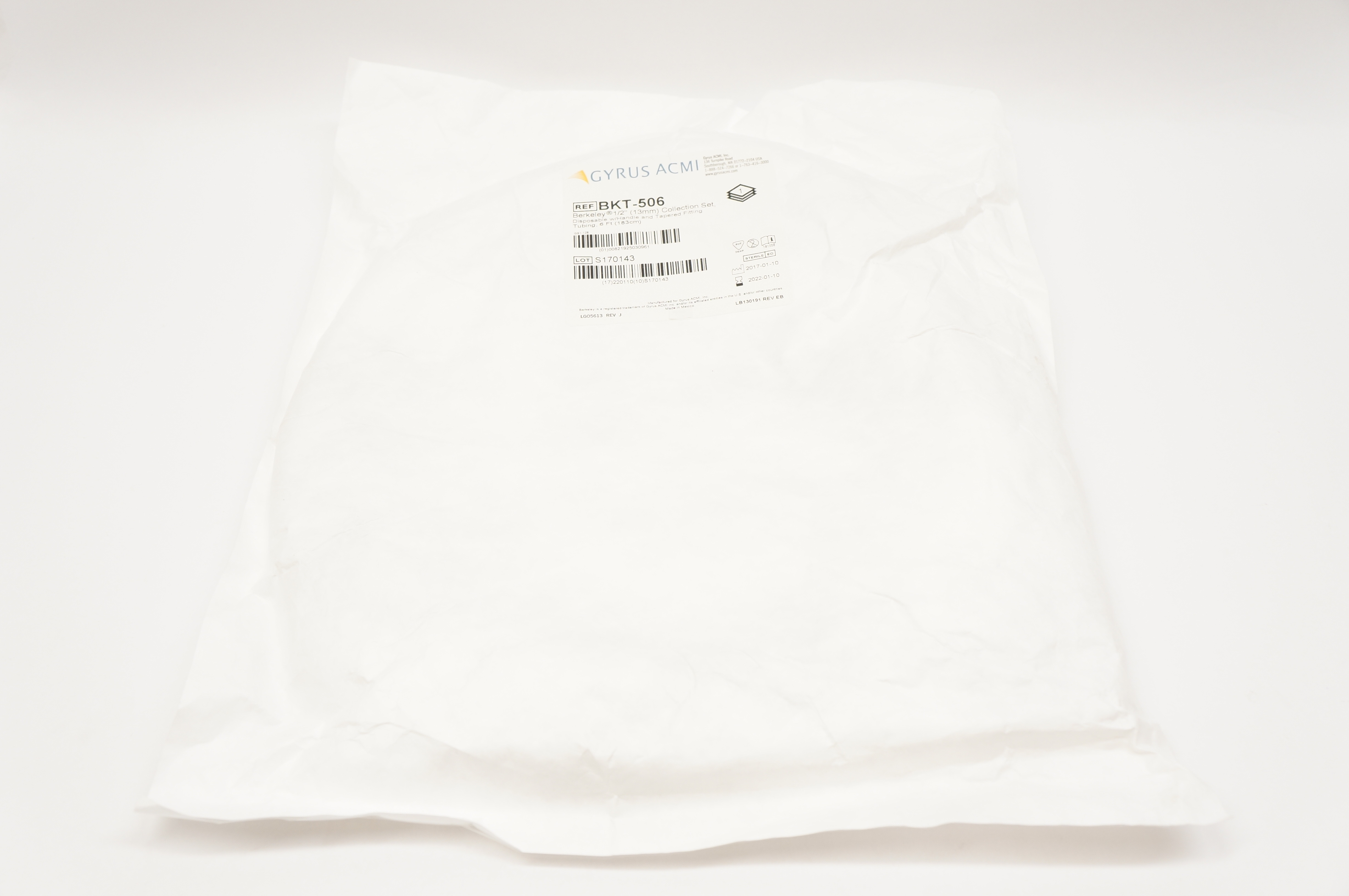 Gyrus ACMI BKT-506 Berkeley 1/2inch Collection Set, Disposable