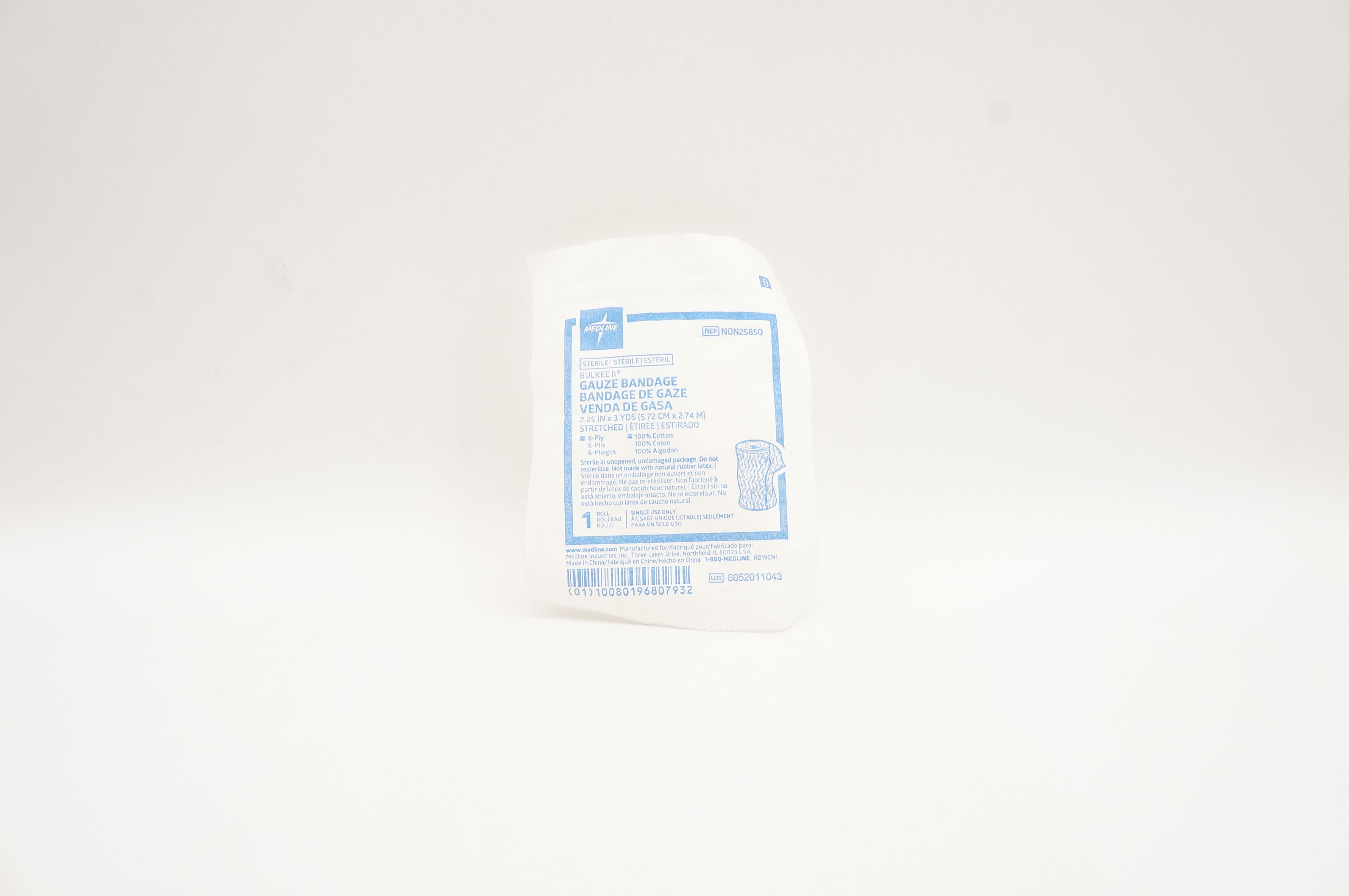 Medline NON25850 Bulkee II Gauze Bandage 6-Ply, 100% Cotton 2.25inch x 3yds