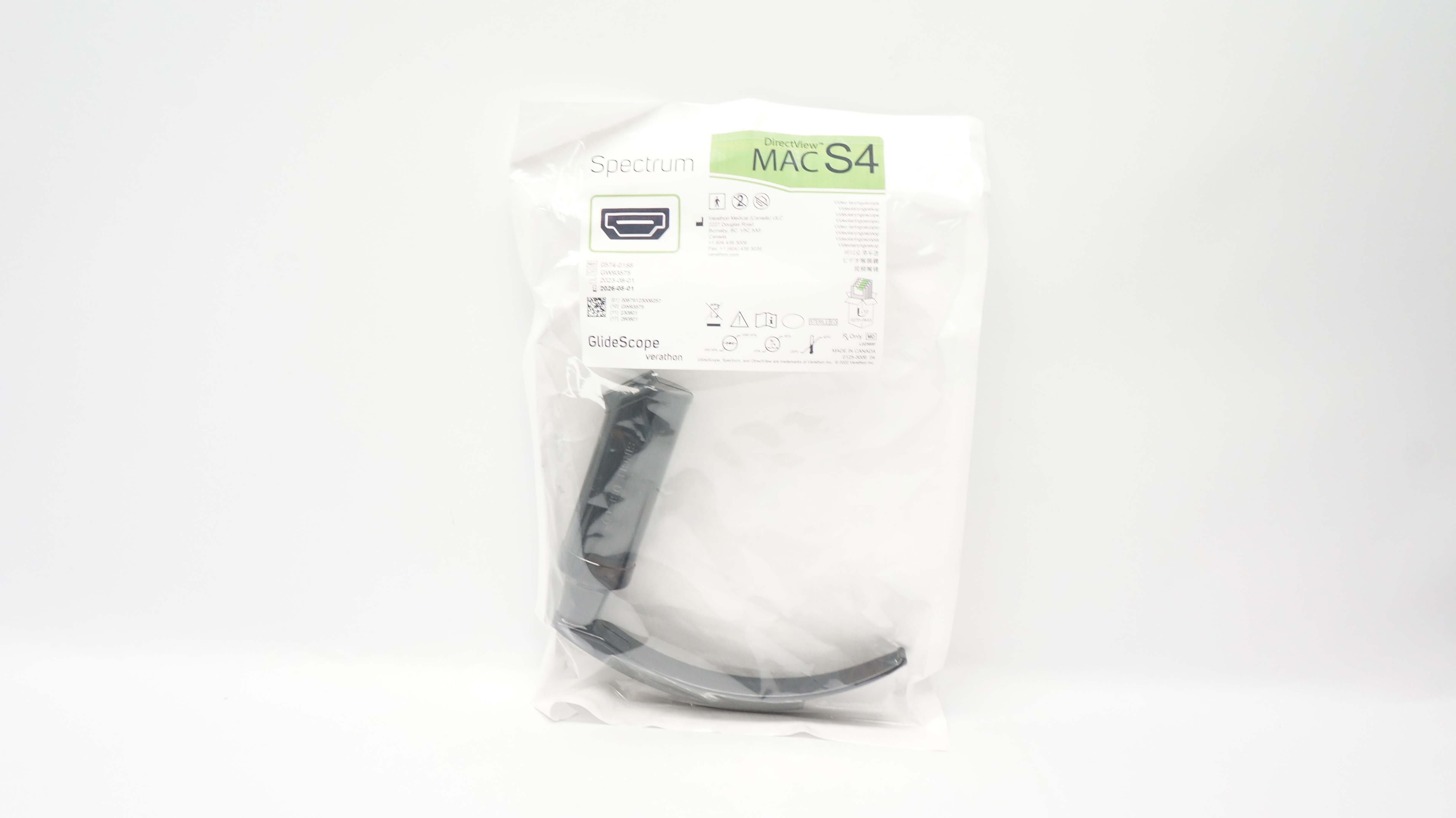 Verathon 0574-0188 Glide Scope Spectrum Video Laryngoscope MAC S4