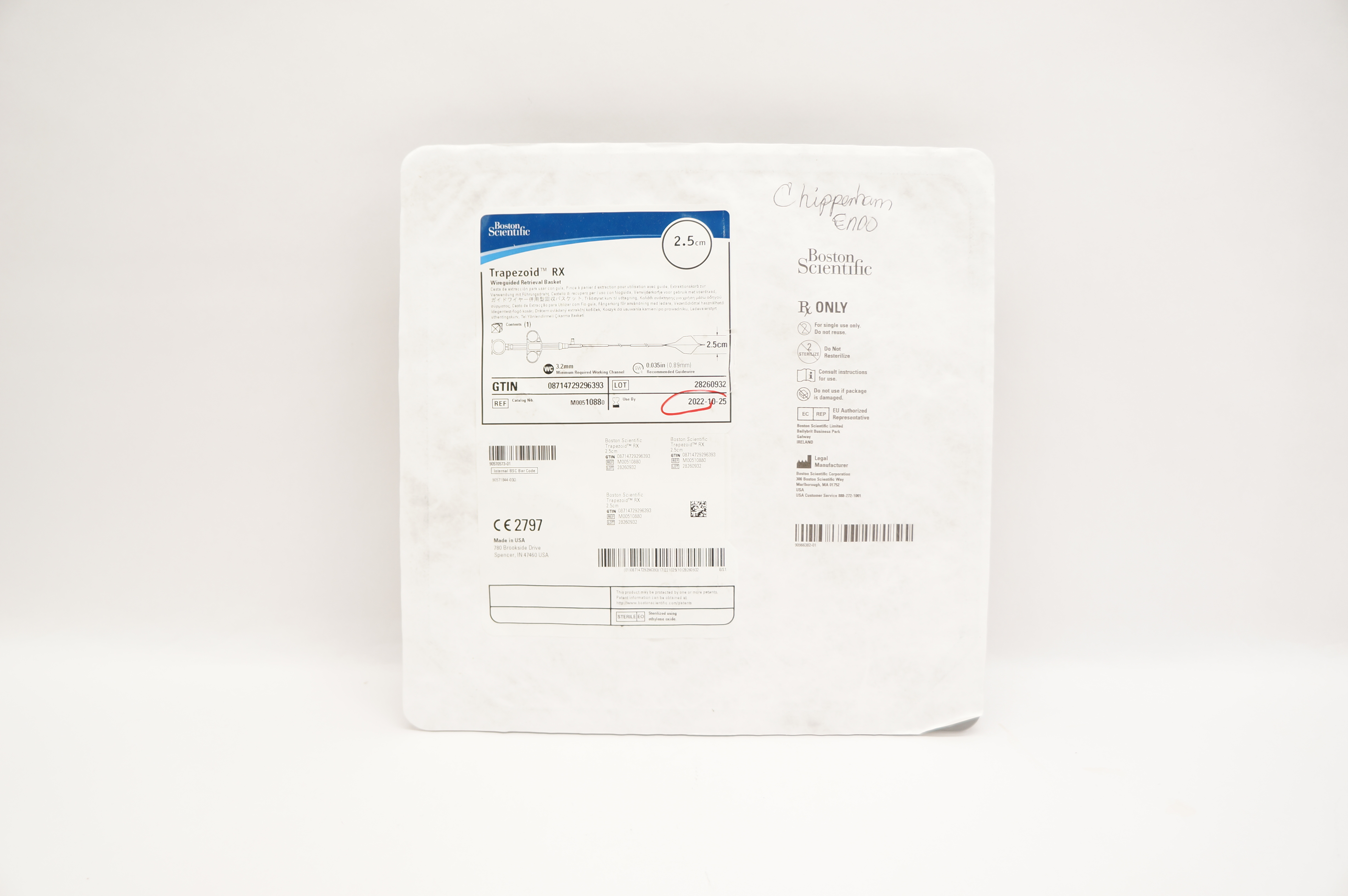 Boston Scientific M00510880 Trapezoid RX Wireguided Retrieval Basket 2.5cm (x)