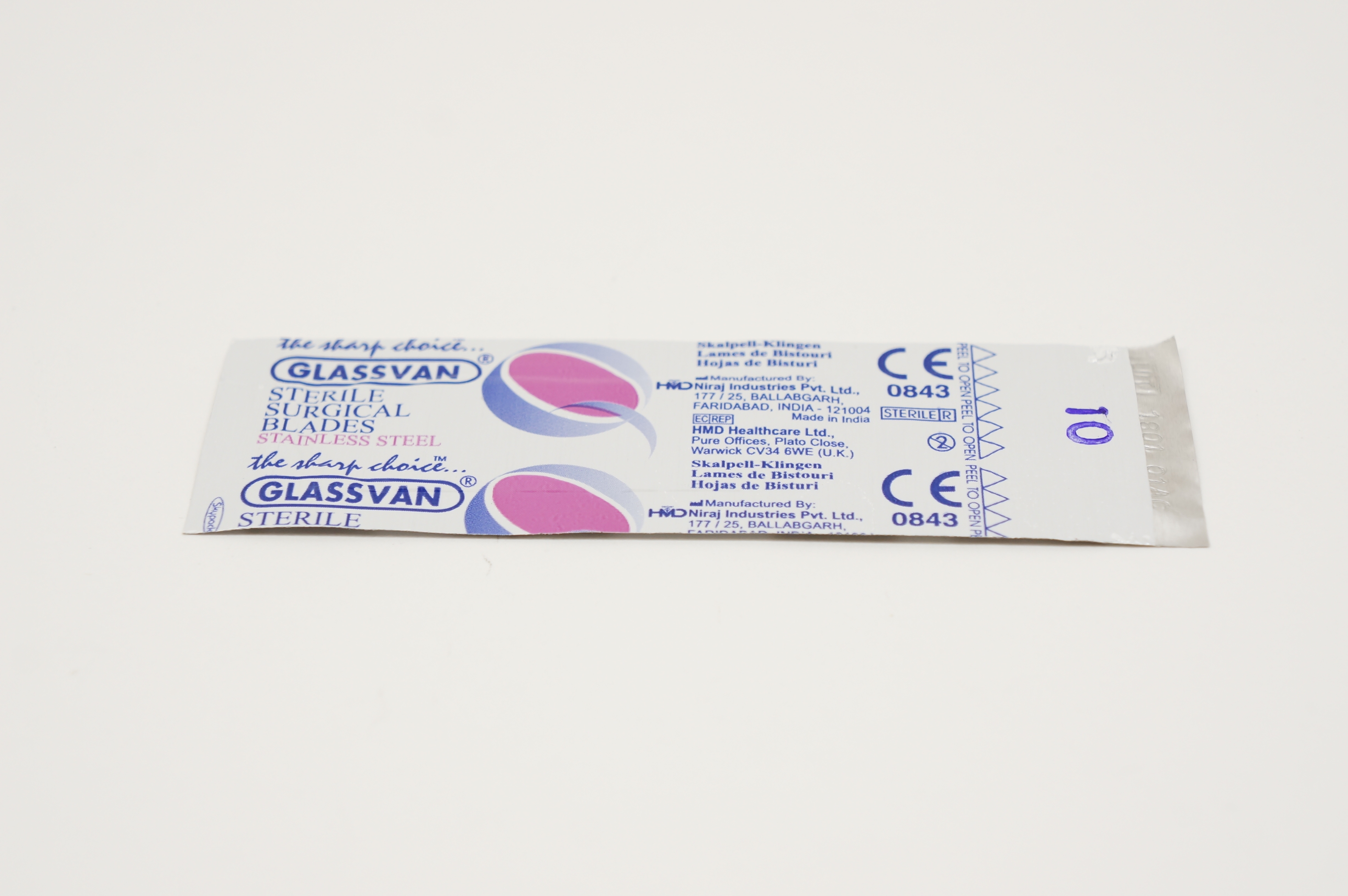 HMD GLASSVAN Sterile Surgical Blades Stainless Steel 10