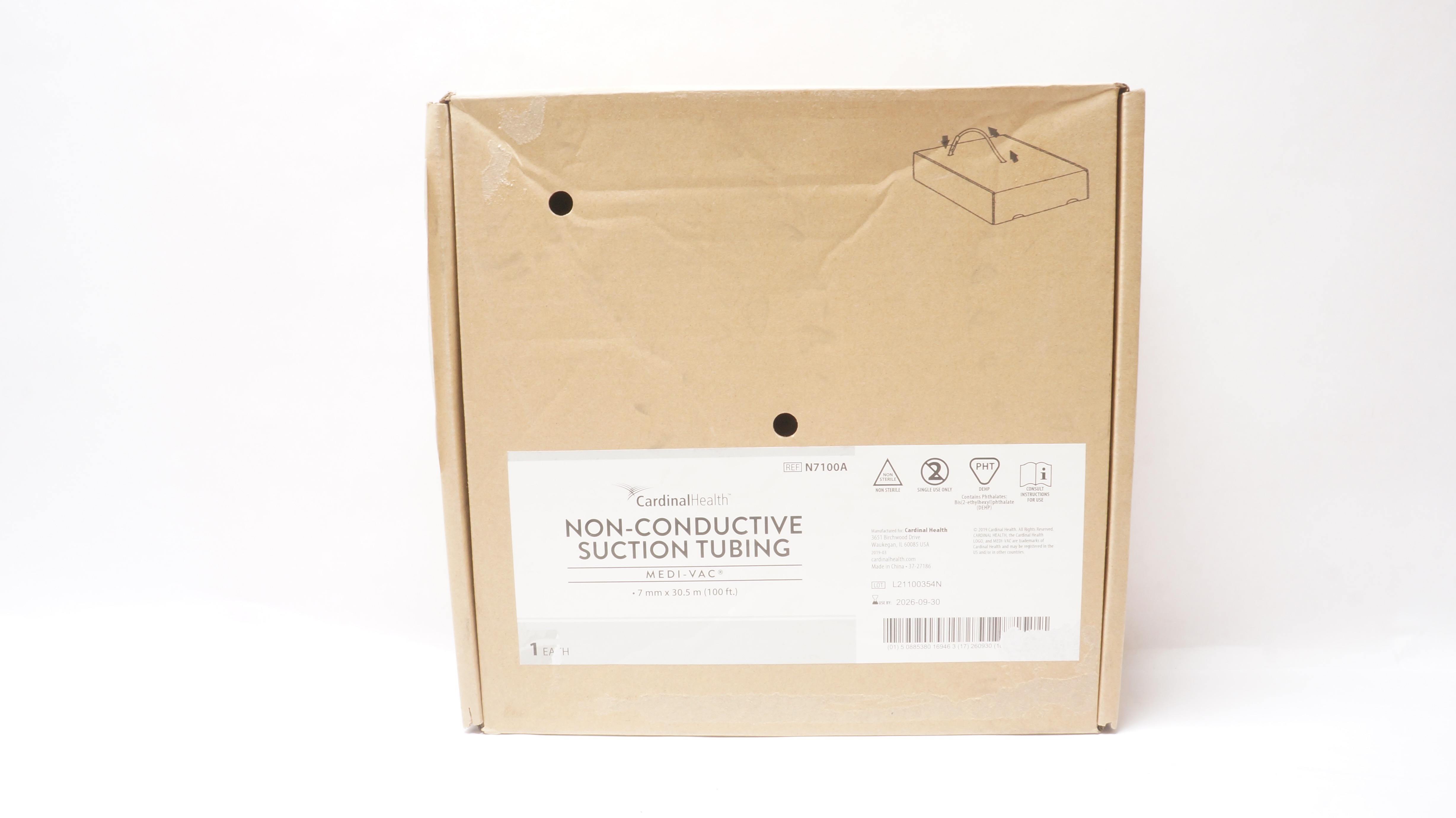 Cardinal Health N7100A Non-Conductive Suction Tubing 7mm x 30.5m