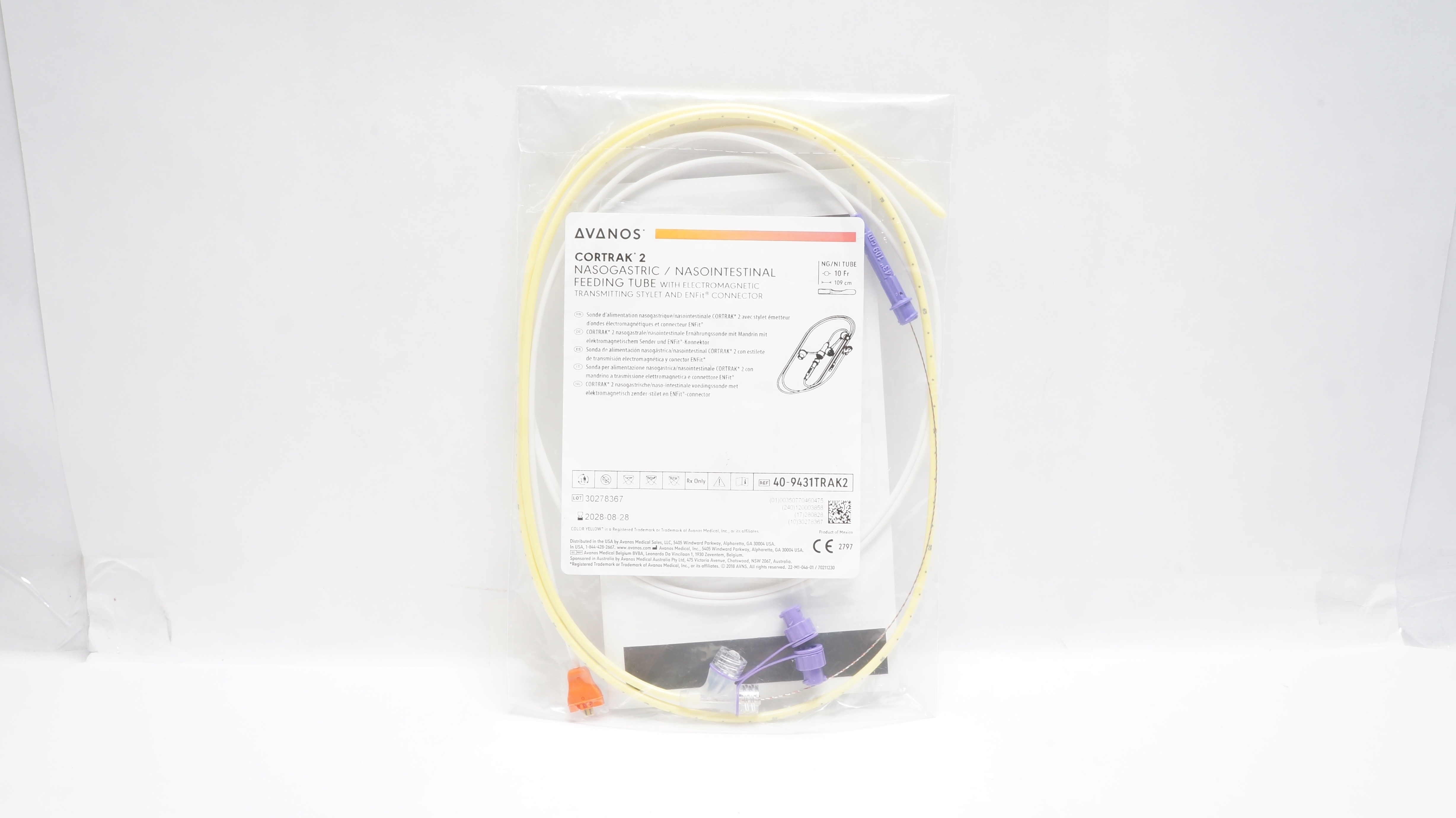 Avanos 40-9431TRAK2 CORTRAK 2 Ng/Ni Feeding Tube 10 Fr, 109 cm