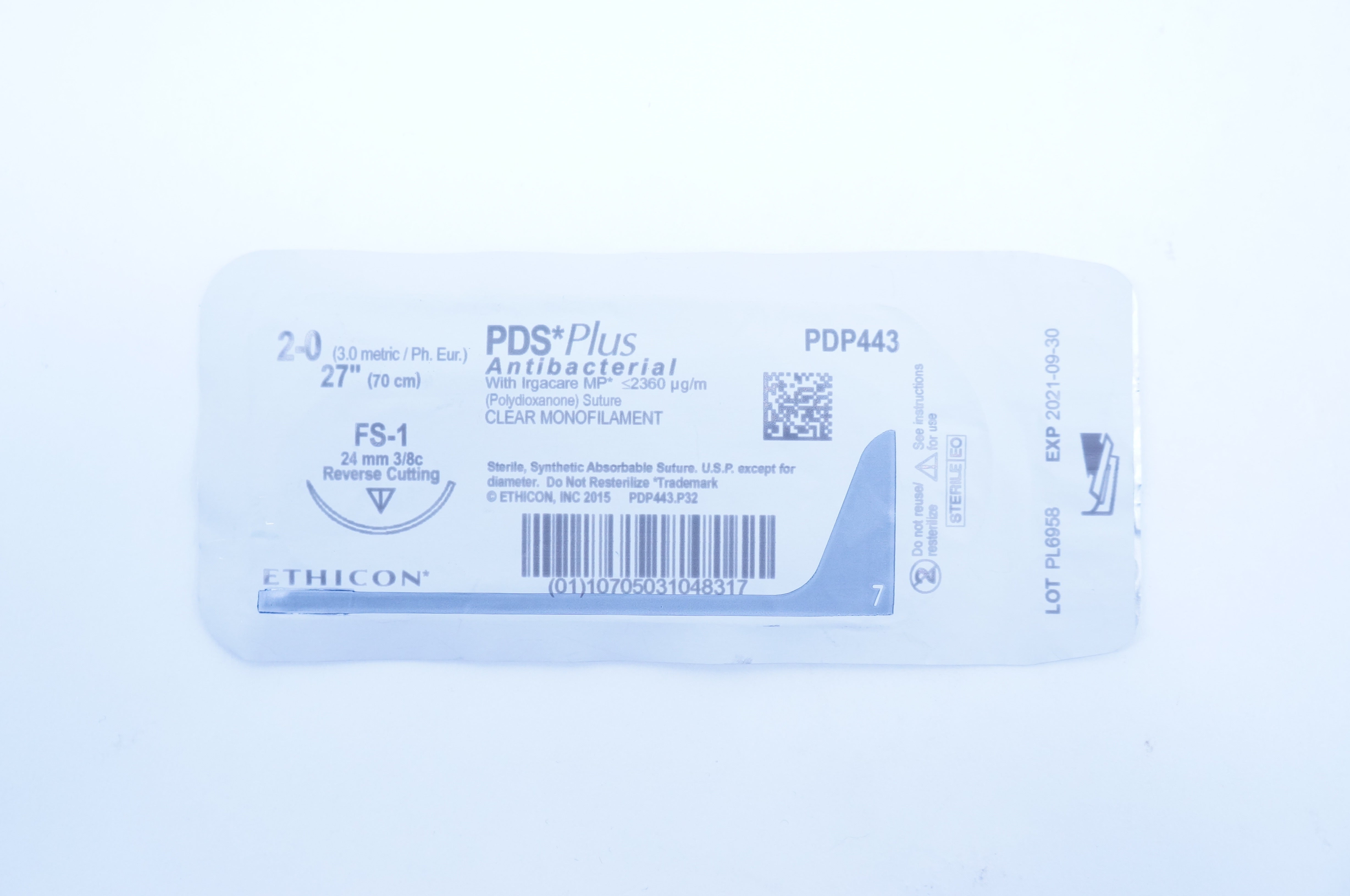 Ethicon PDP443 2-0 PDS Plus, FS-1, 24mm 3/8c Reverse Cutting, 27inch (x)