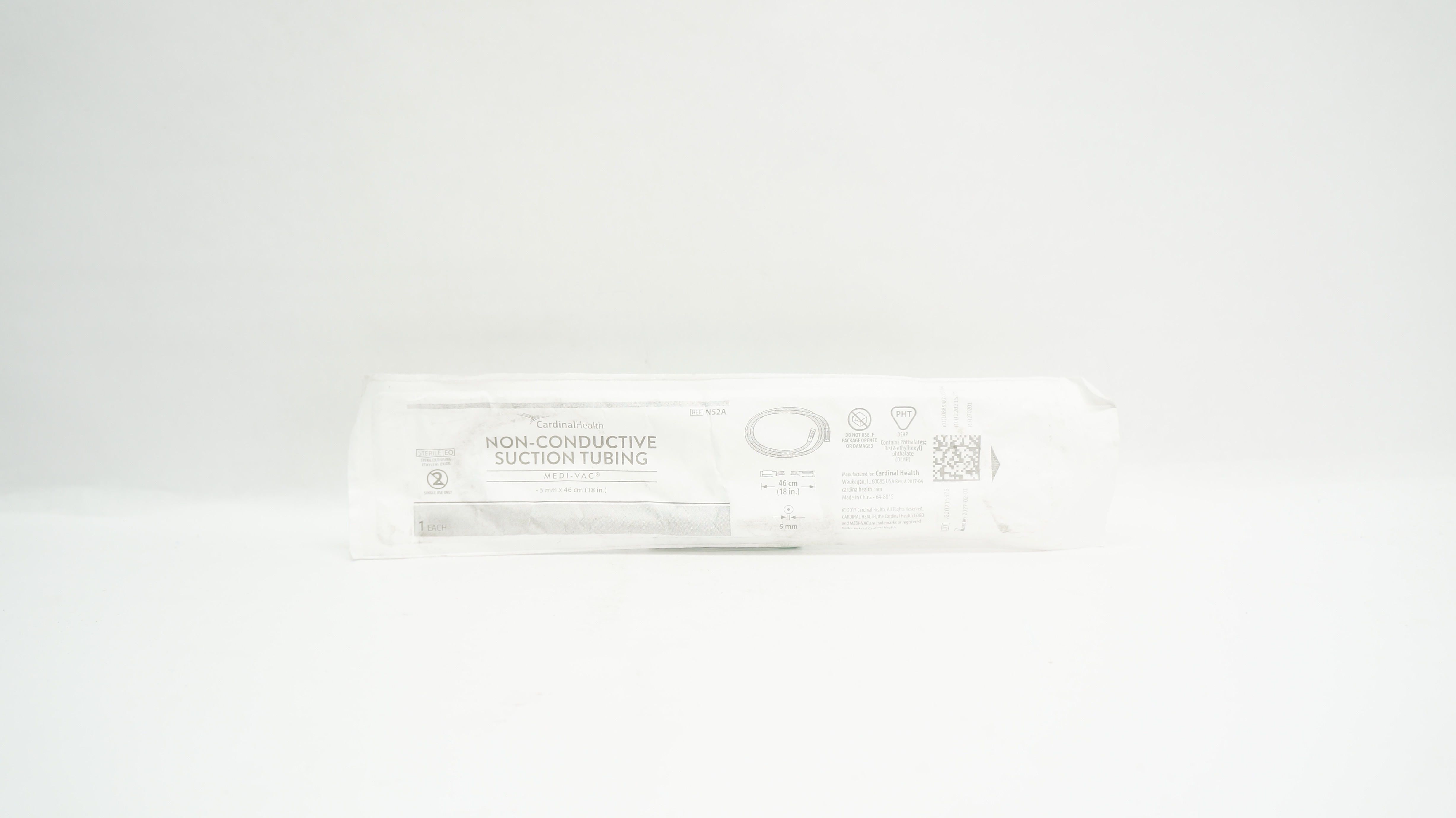 Cardinal Health N52A Medi-Vac Non-Conductive Suction Tubing 5mm x 18inch