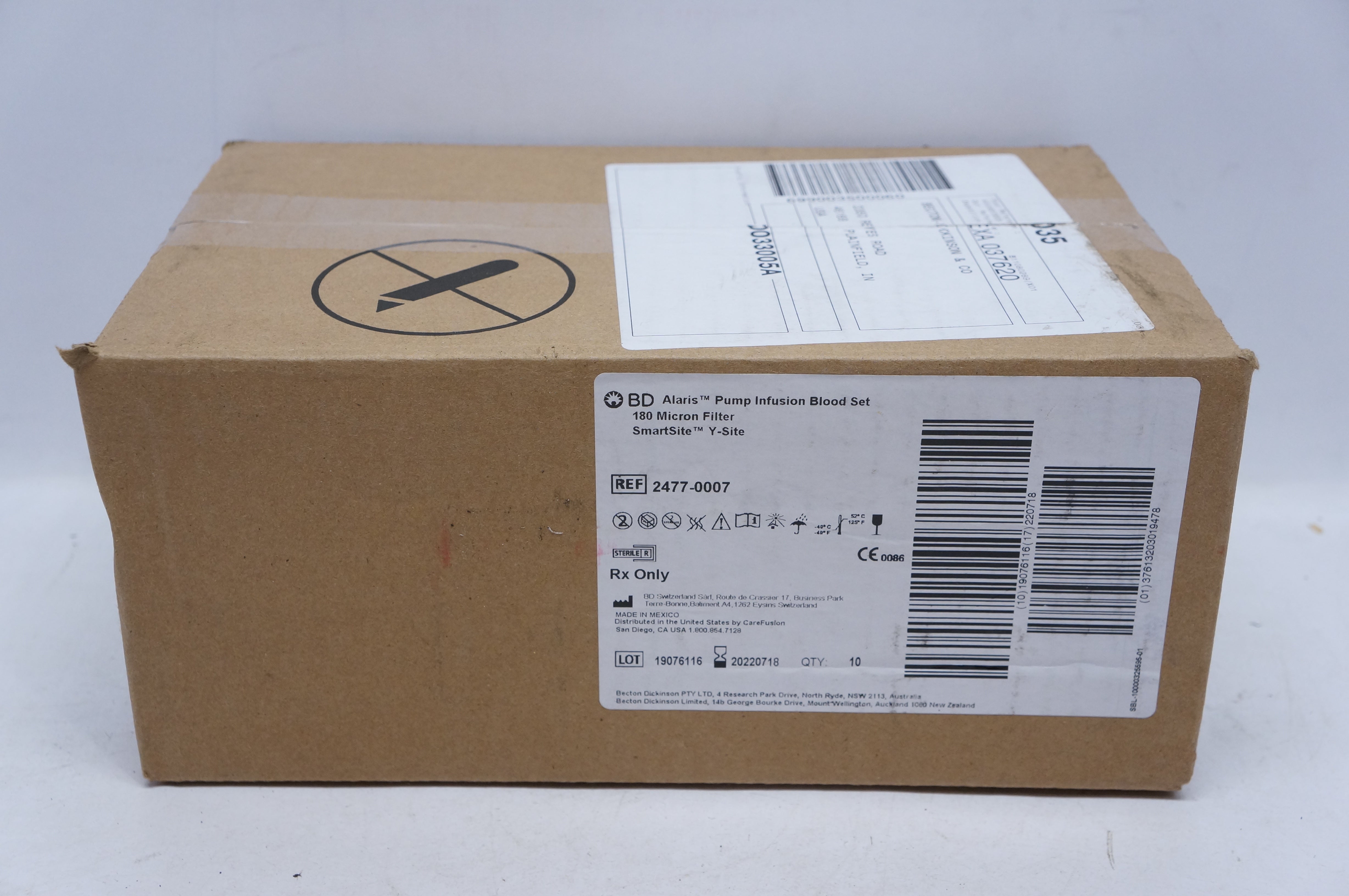 BD 2477-0007 Alaris Pump Infusion Blood Set 180 Micron Filter - Box of 10