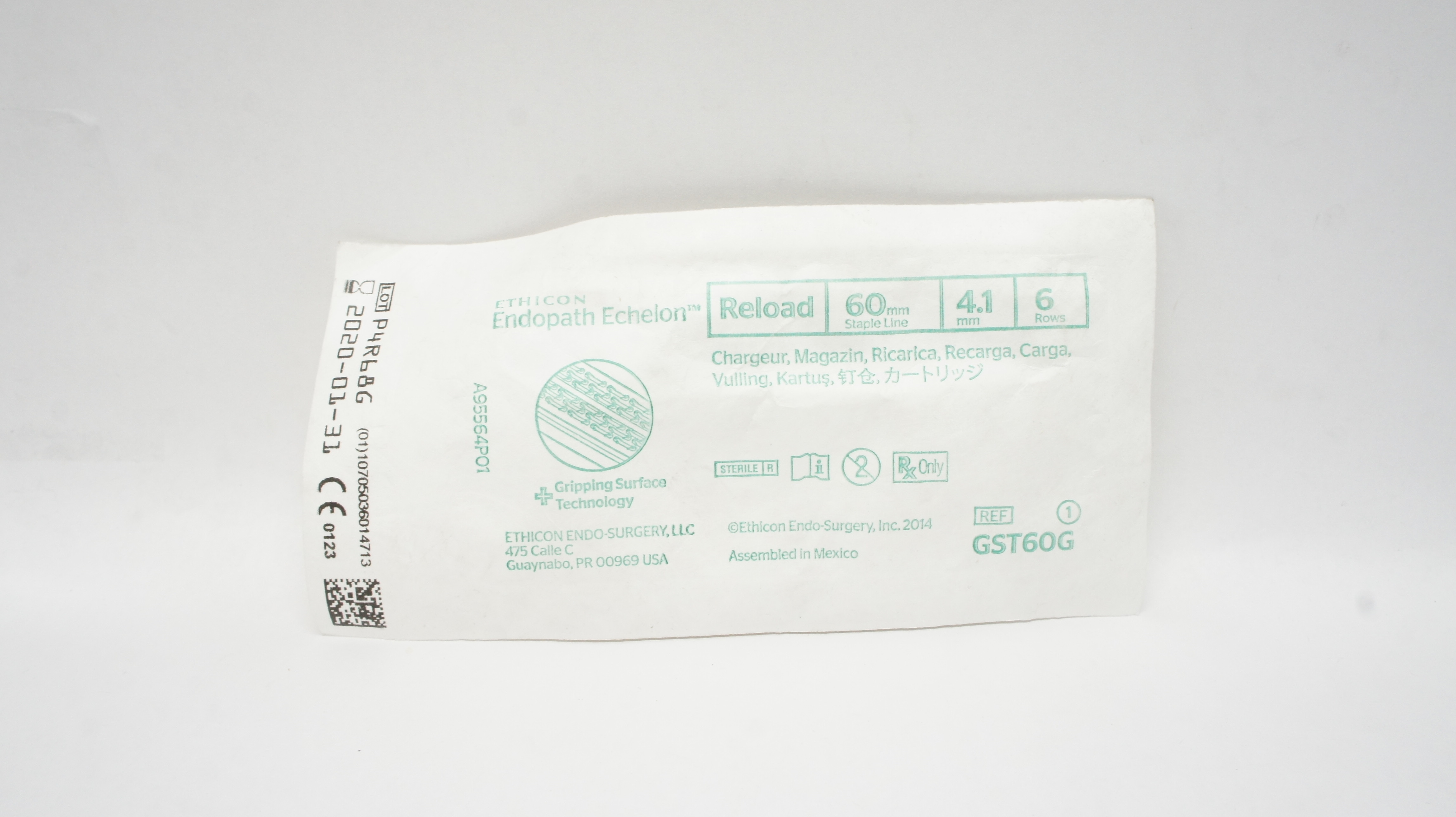 Ethicon GST60G Endopath Echelon Reload 60 mm Staple Line 4.1 mm 6 Rows