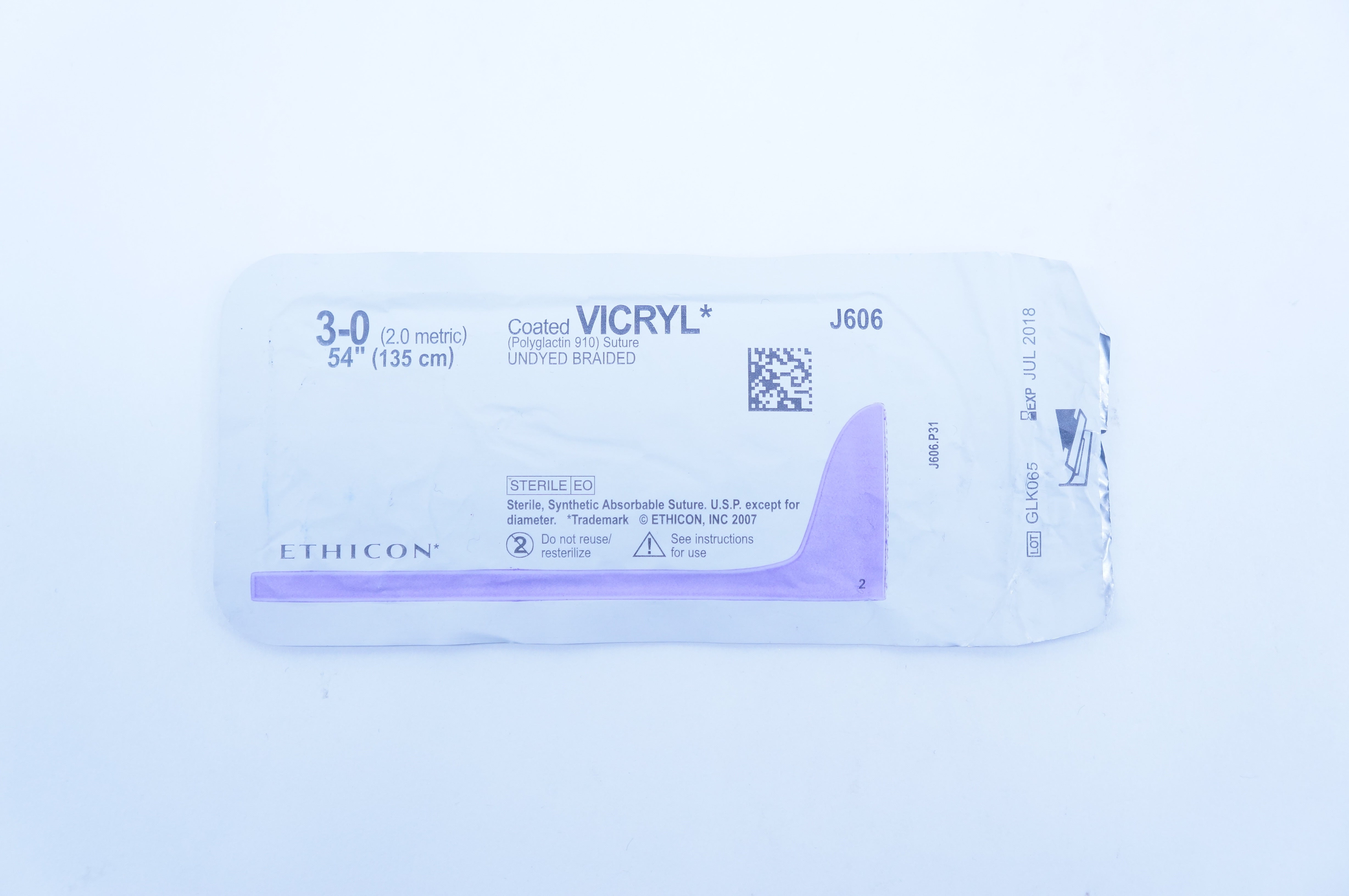 Ethicon J606 Coated VICRYL Polyglactin 910 Stre Undyed Braided 54inch (x)